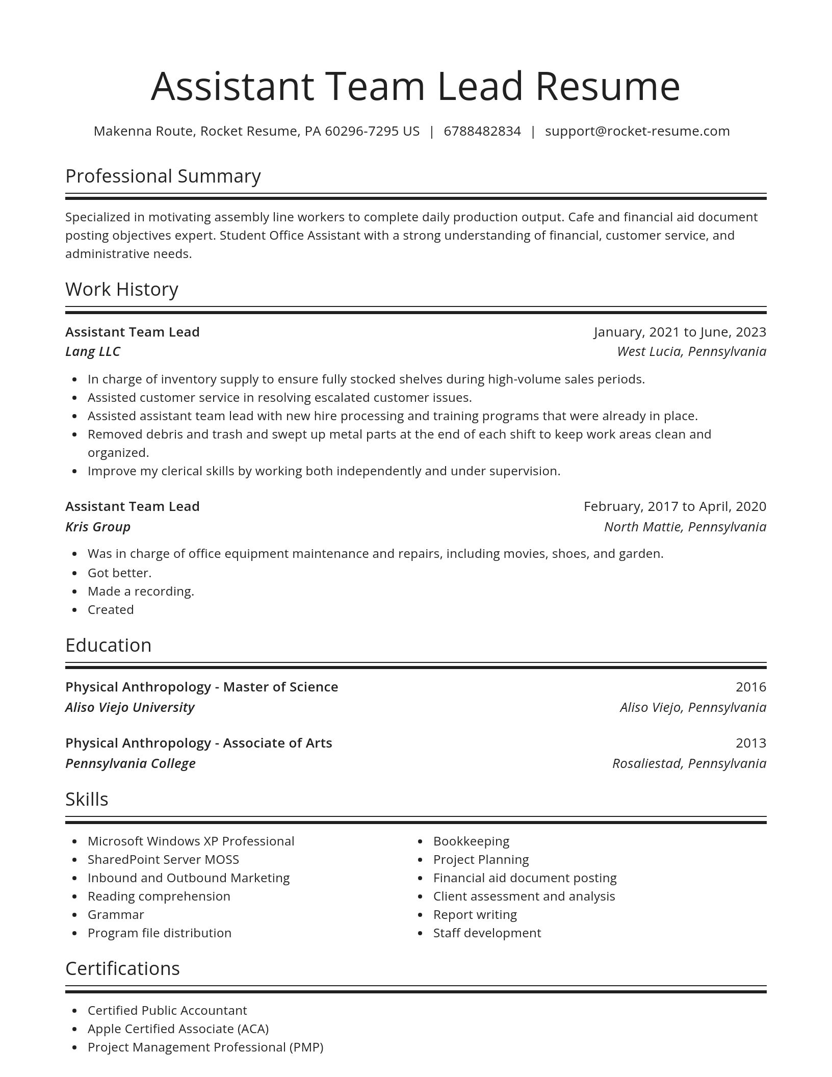 Spotlight resume template