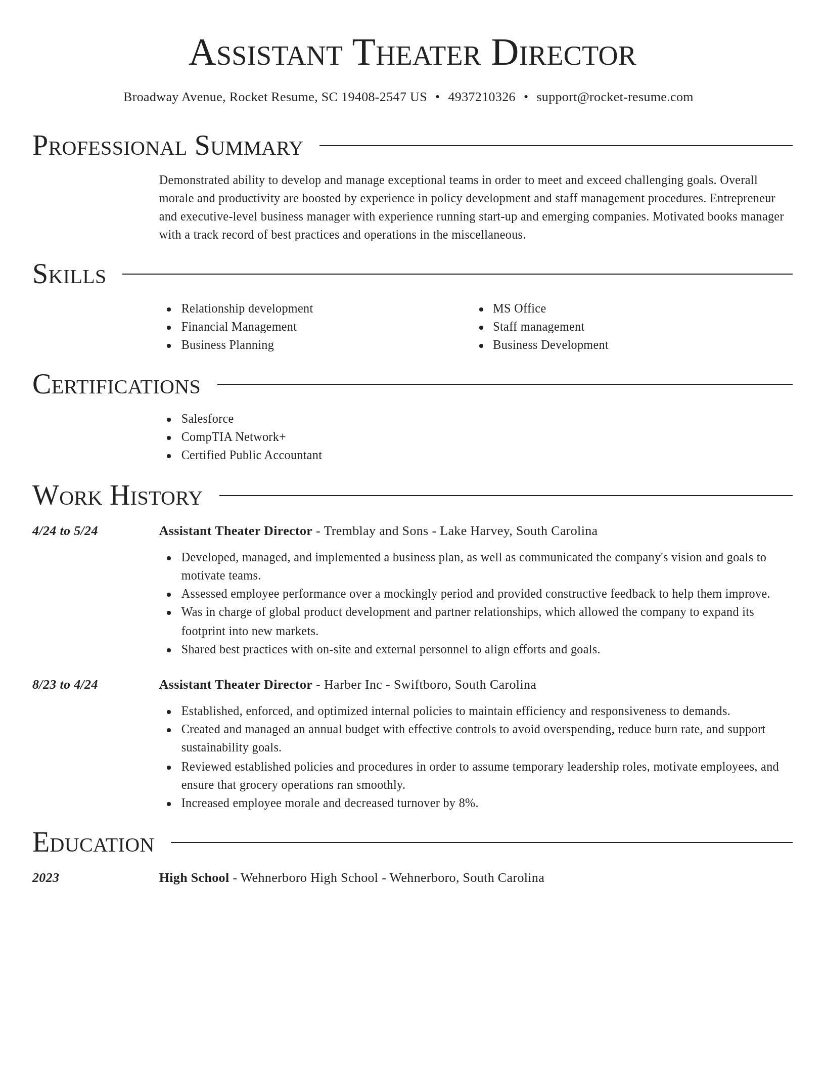 Director resume template