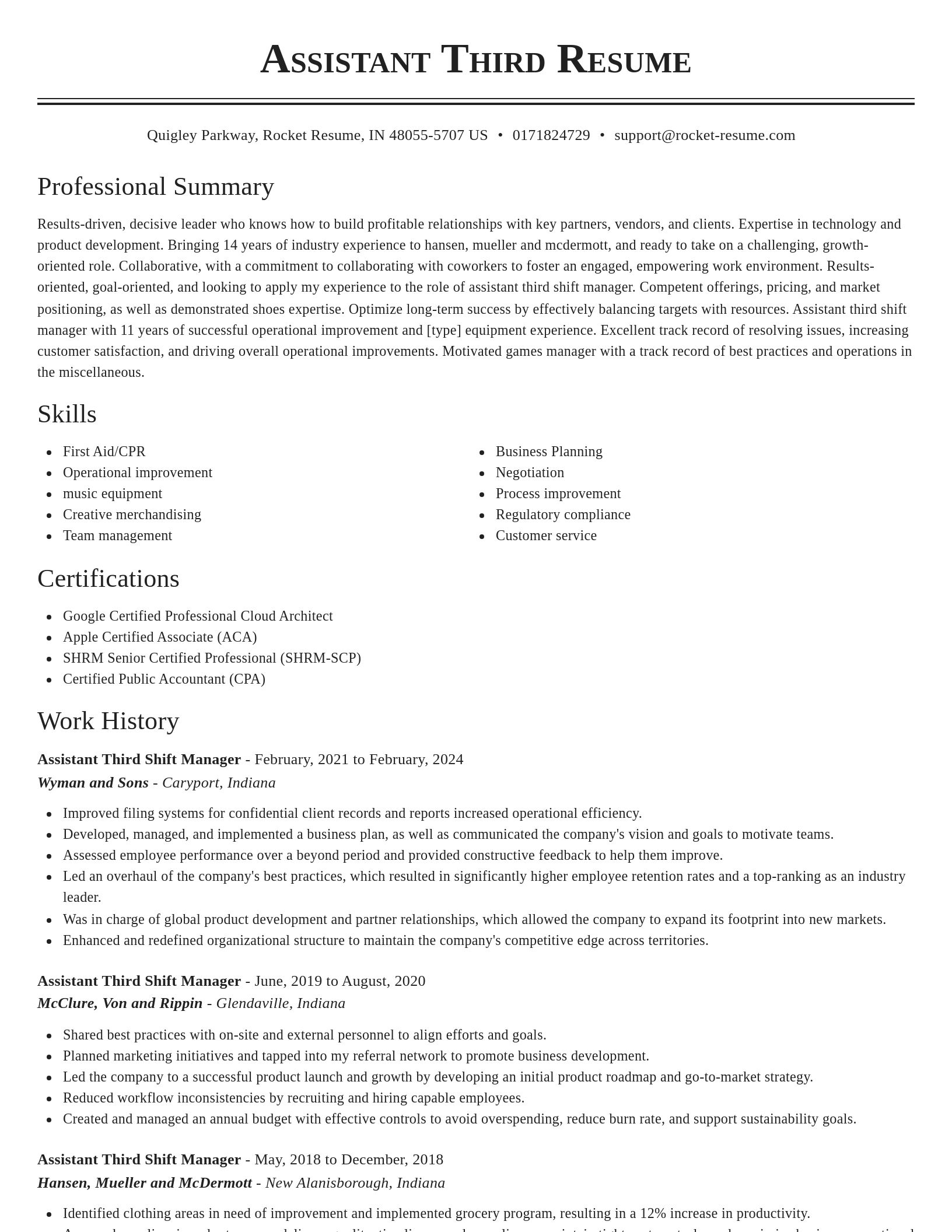 Classic resume template