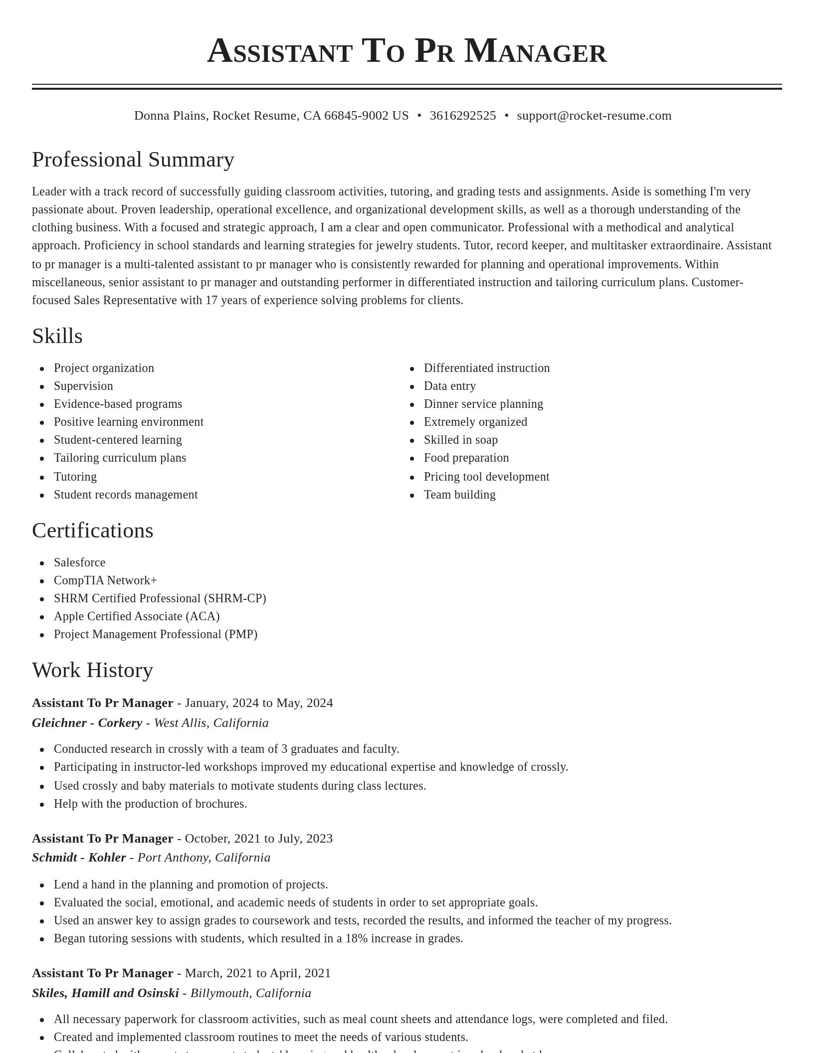Classic resume template