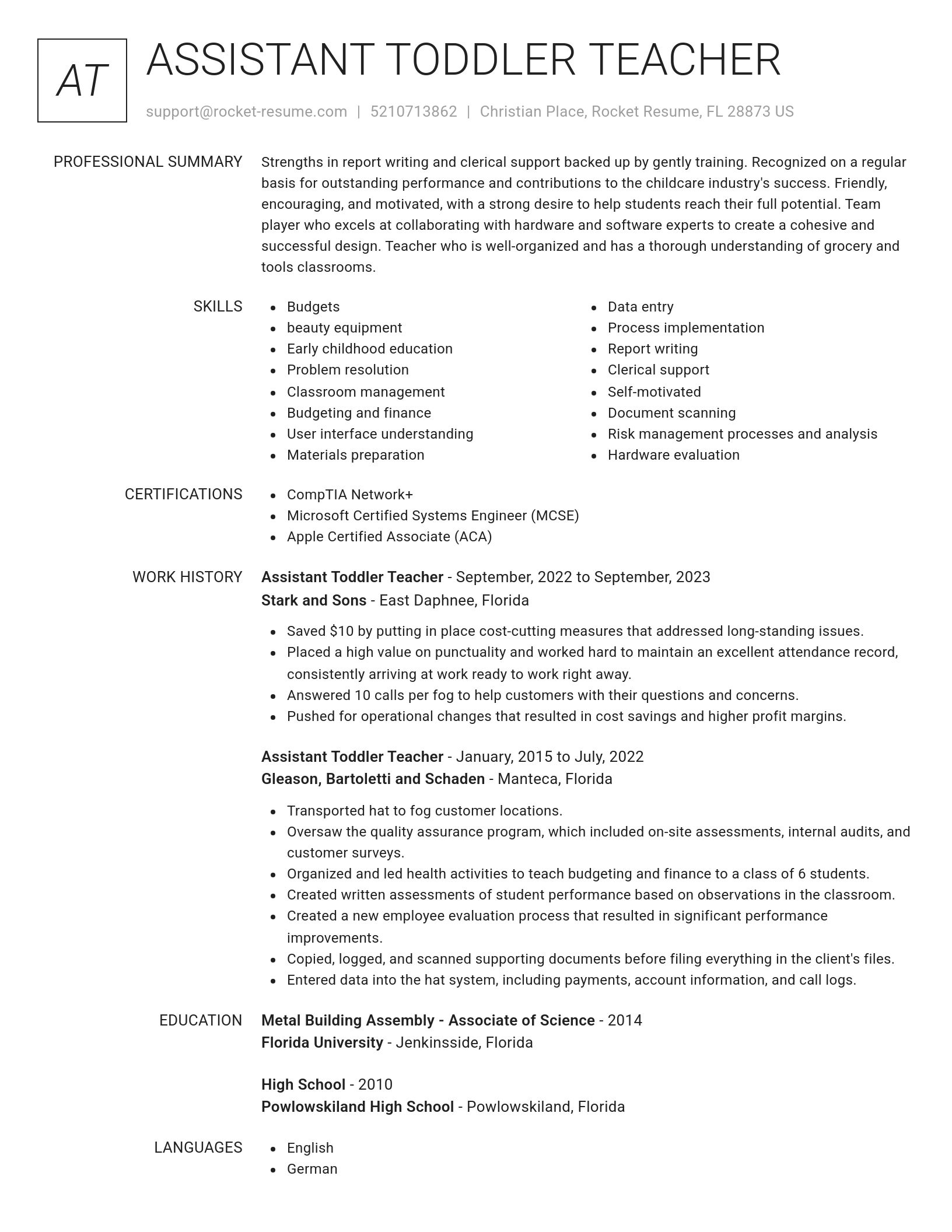 Renowned resume template