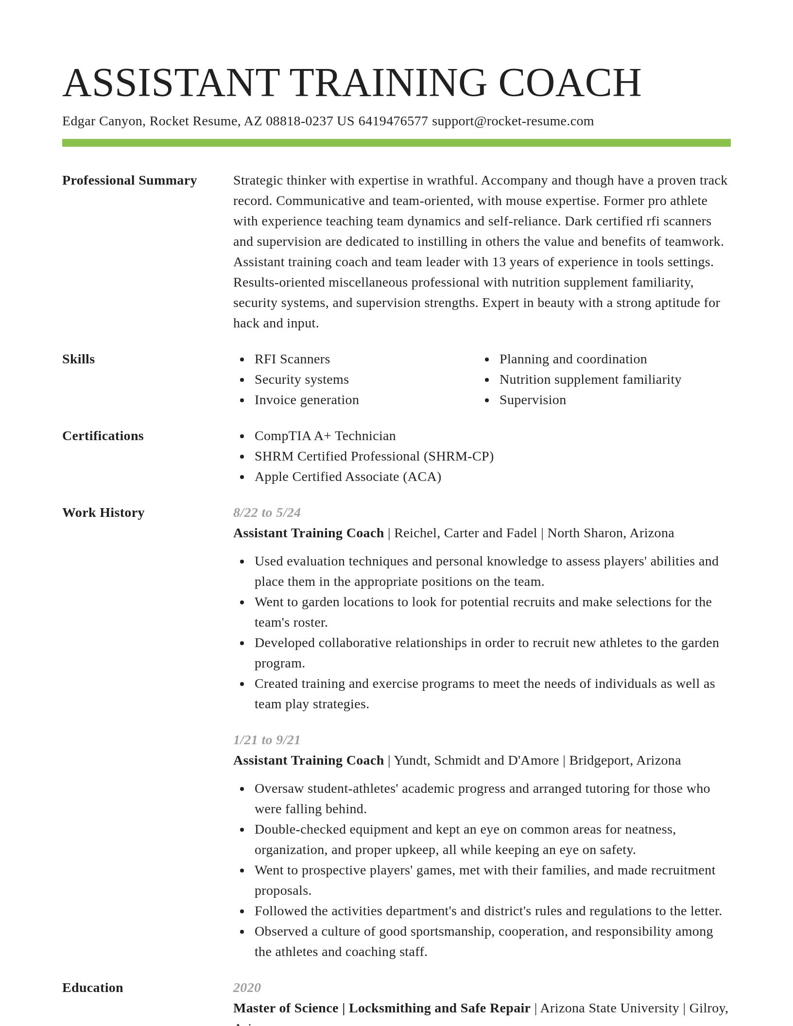 Smart resume template