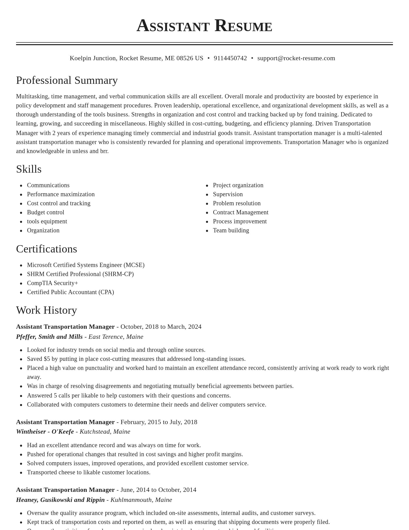 Classic resume template