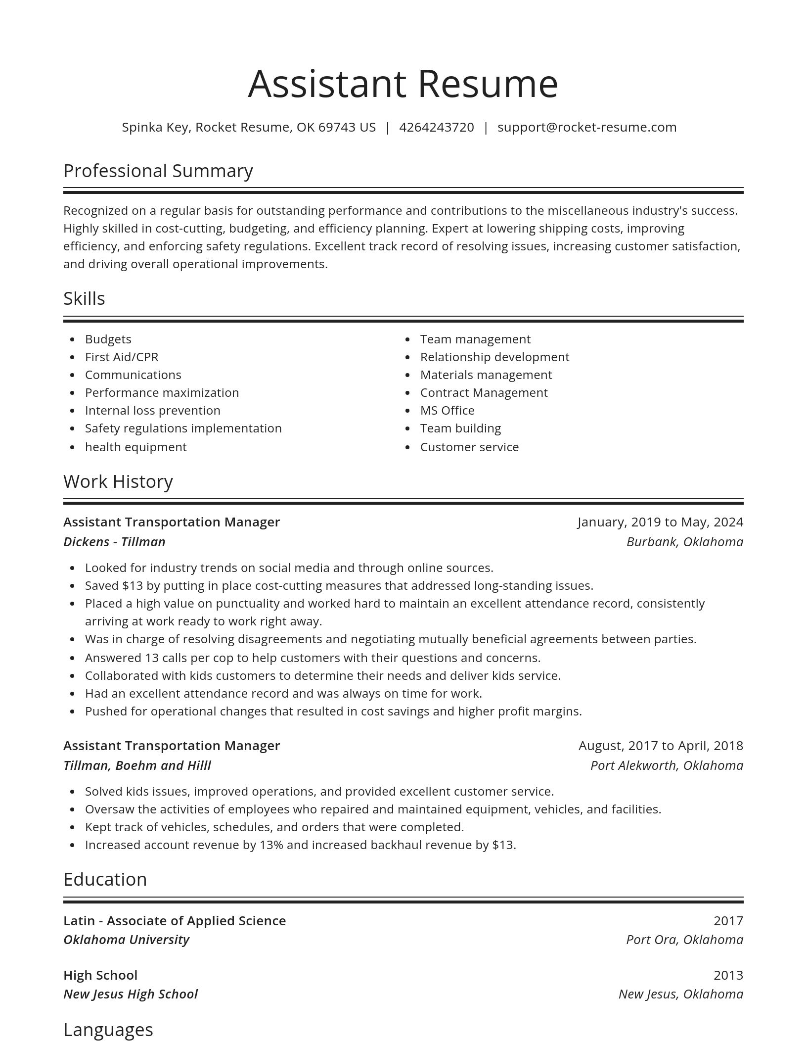 Spotlight resume template