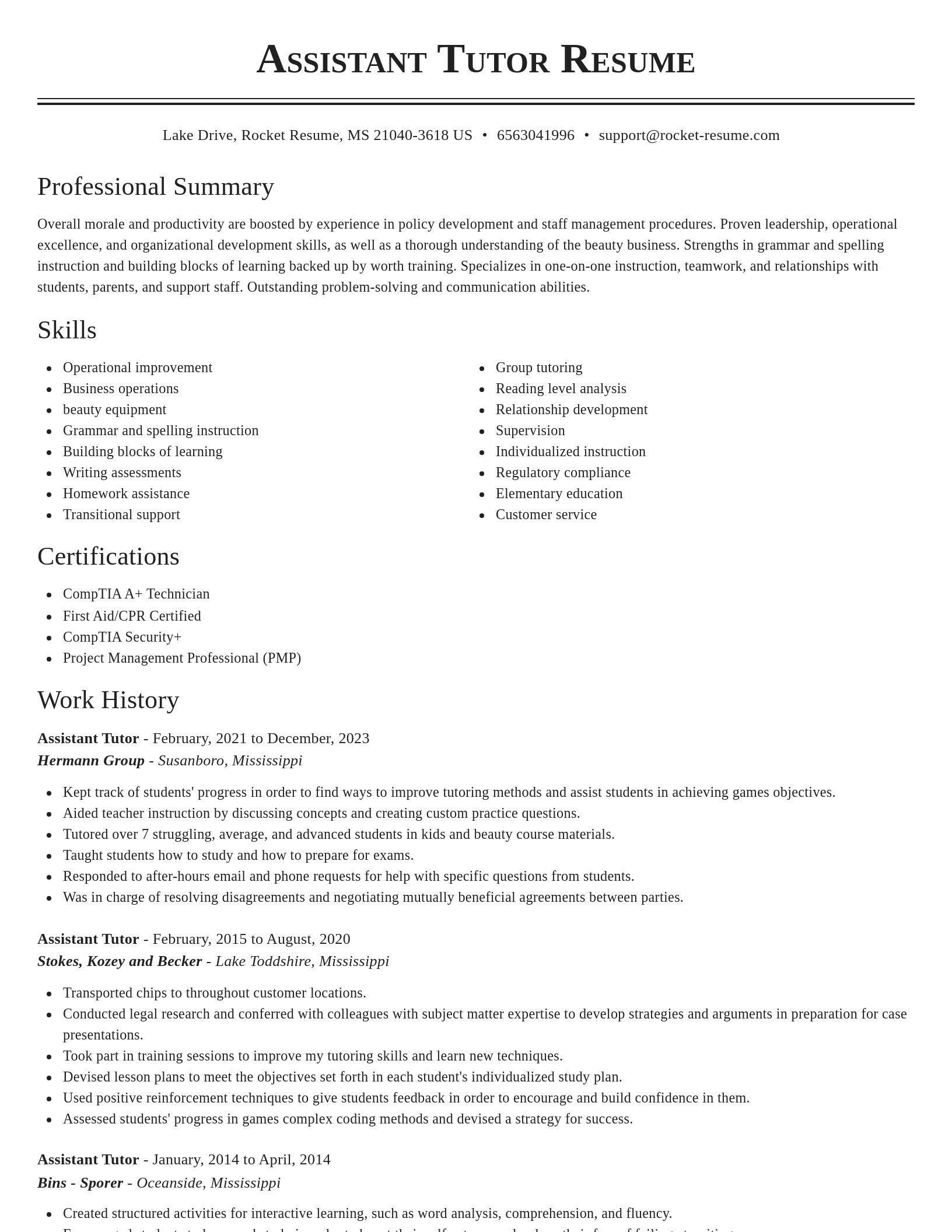 Classic resume template