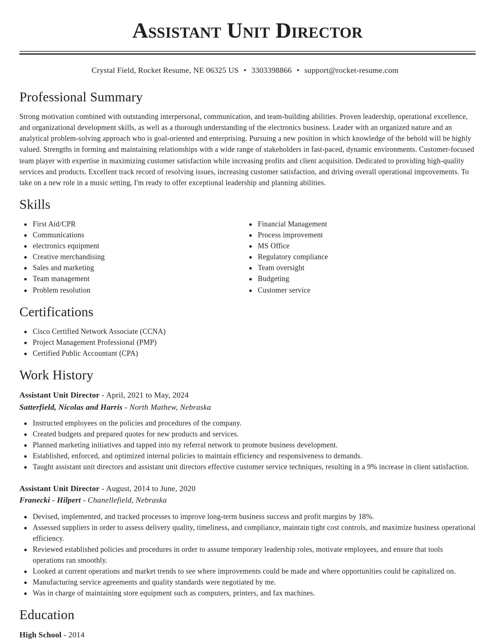 Classic resume template