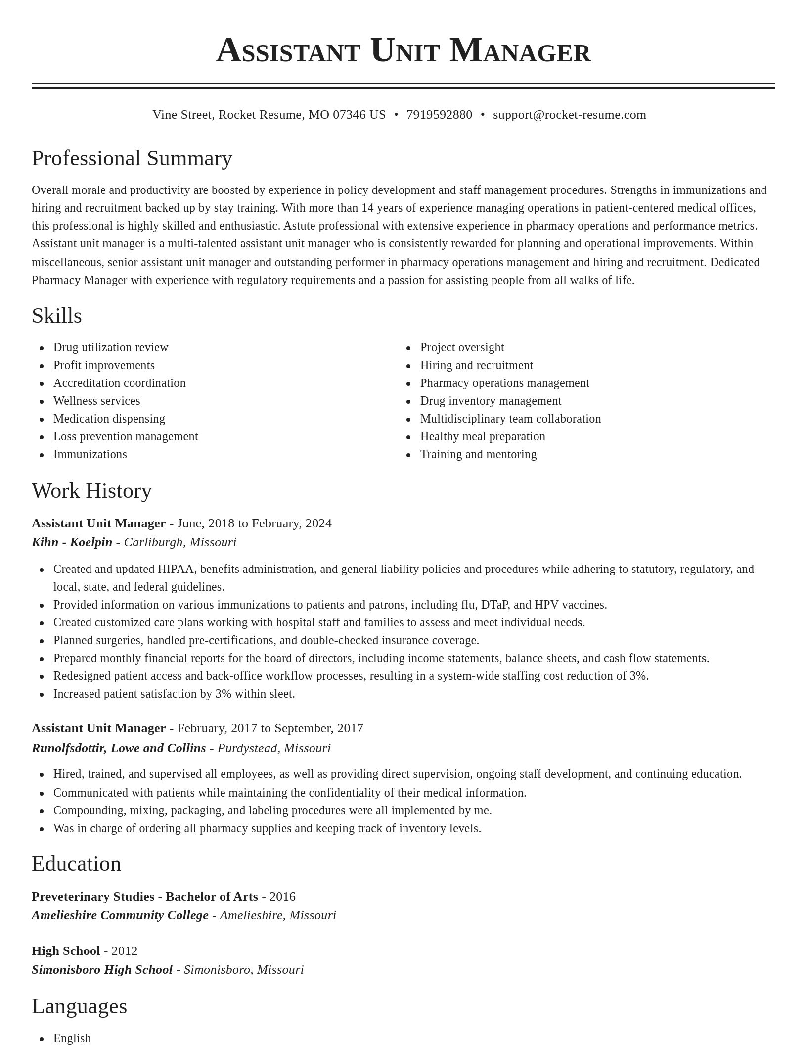 Classic resume template