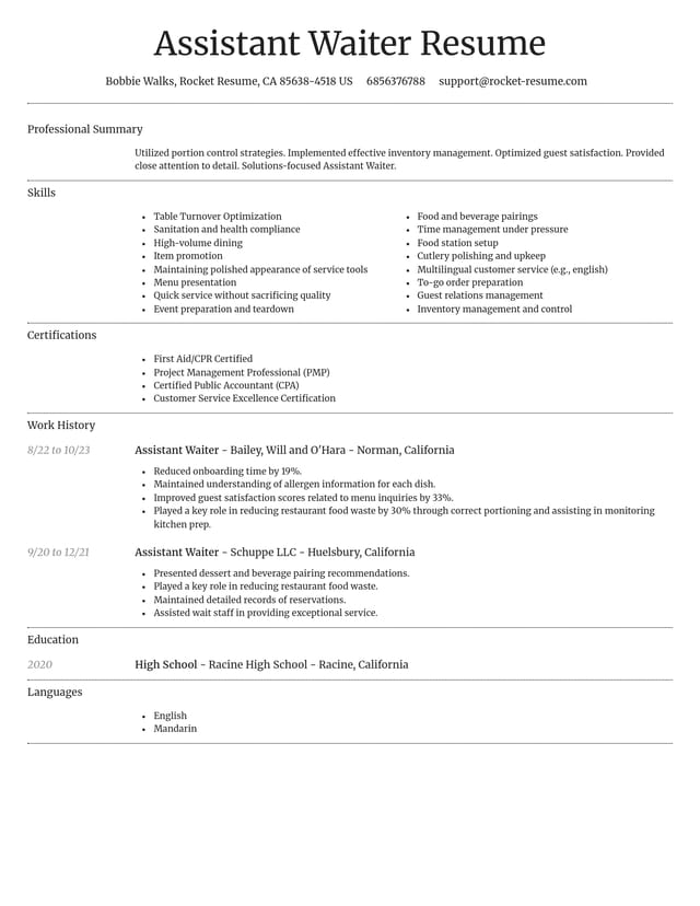 Dignified resume template