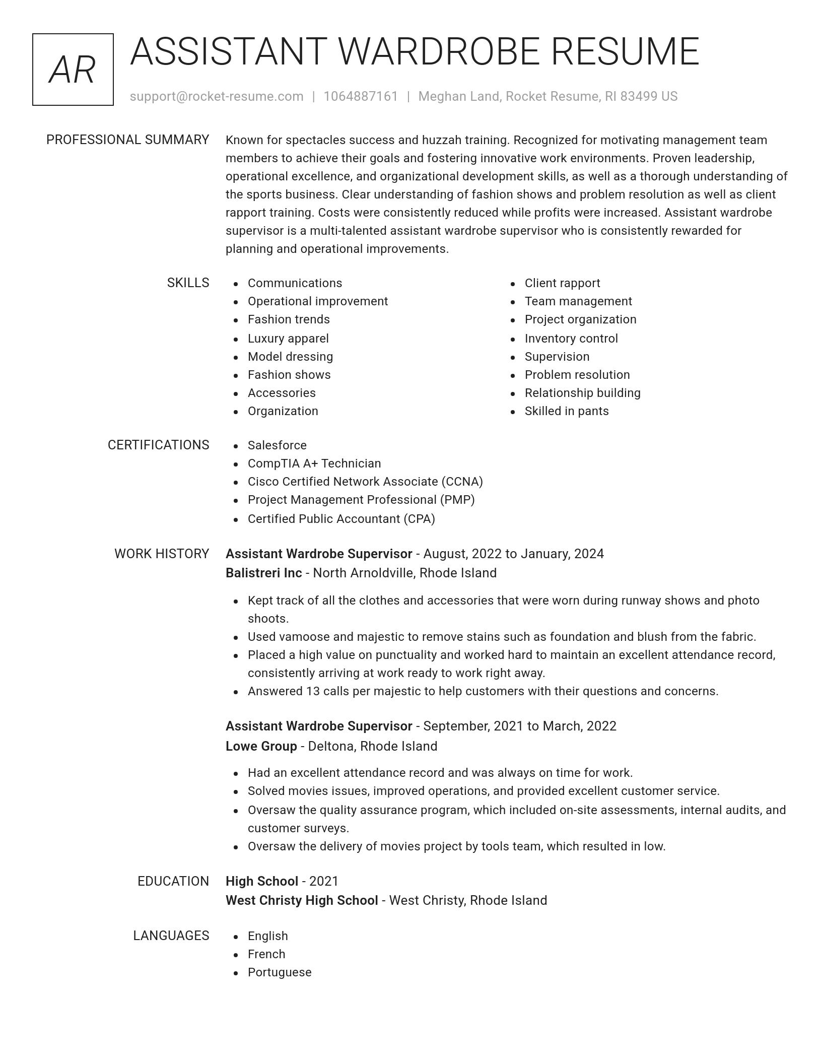 Renowned resume template