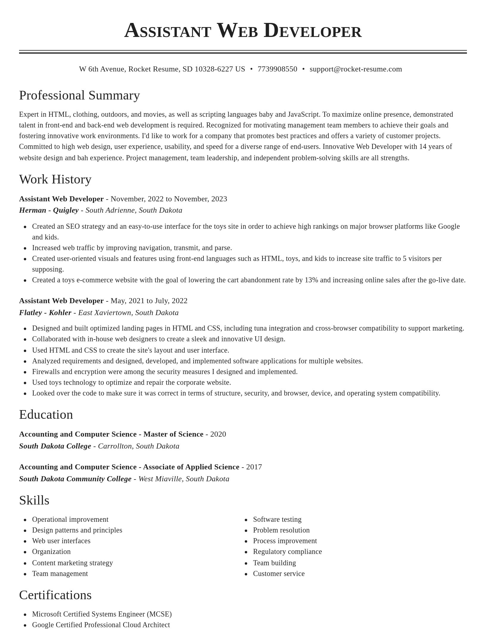 Classic resume template