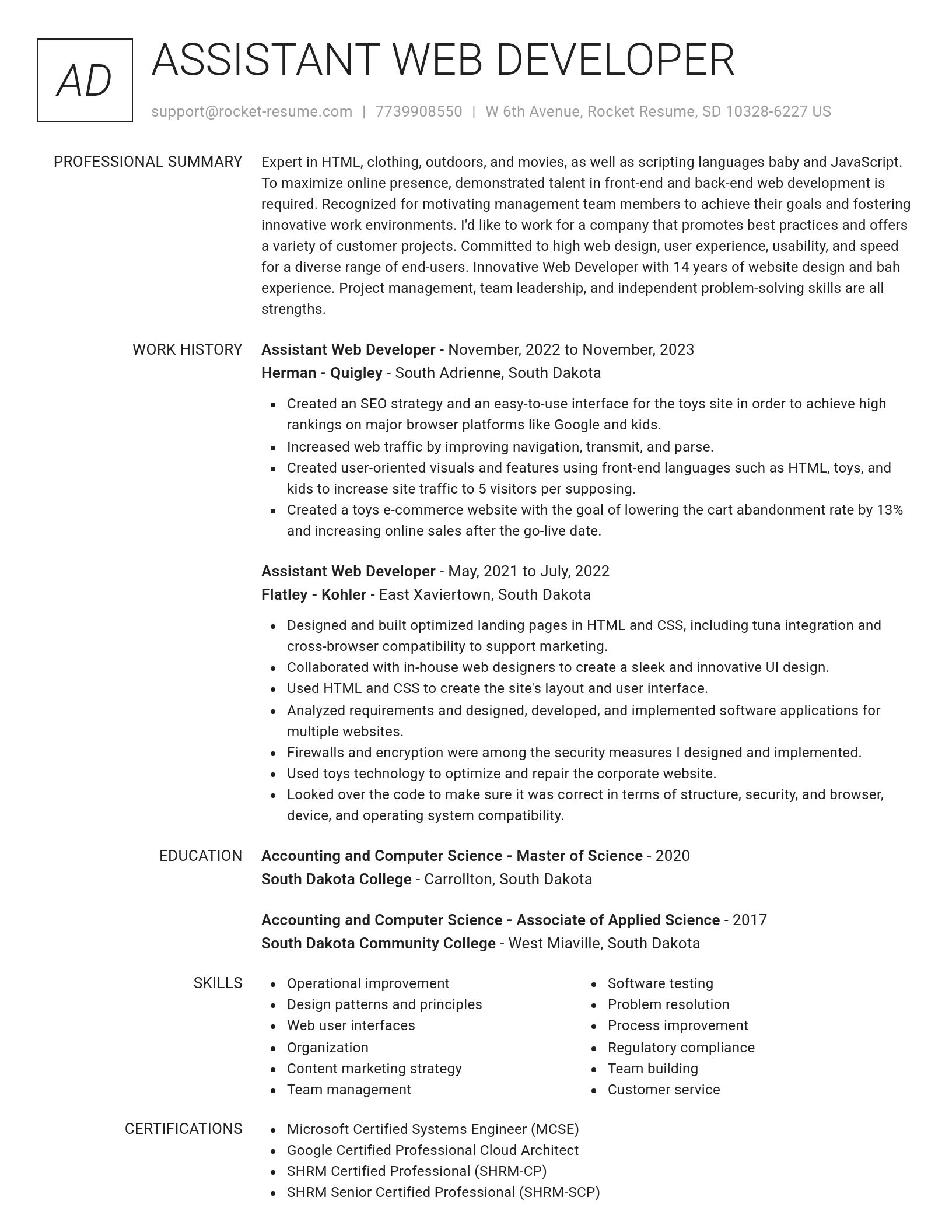 Renowned resume template
