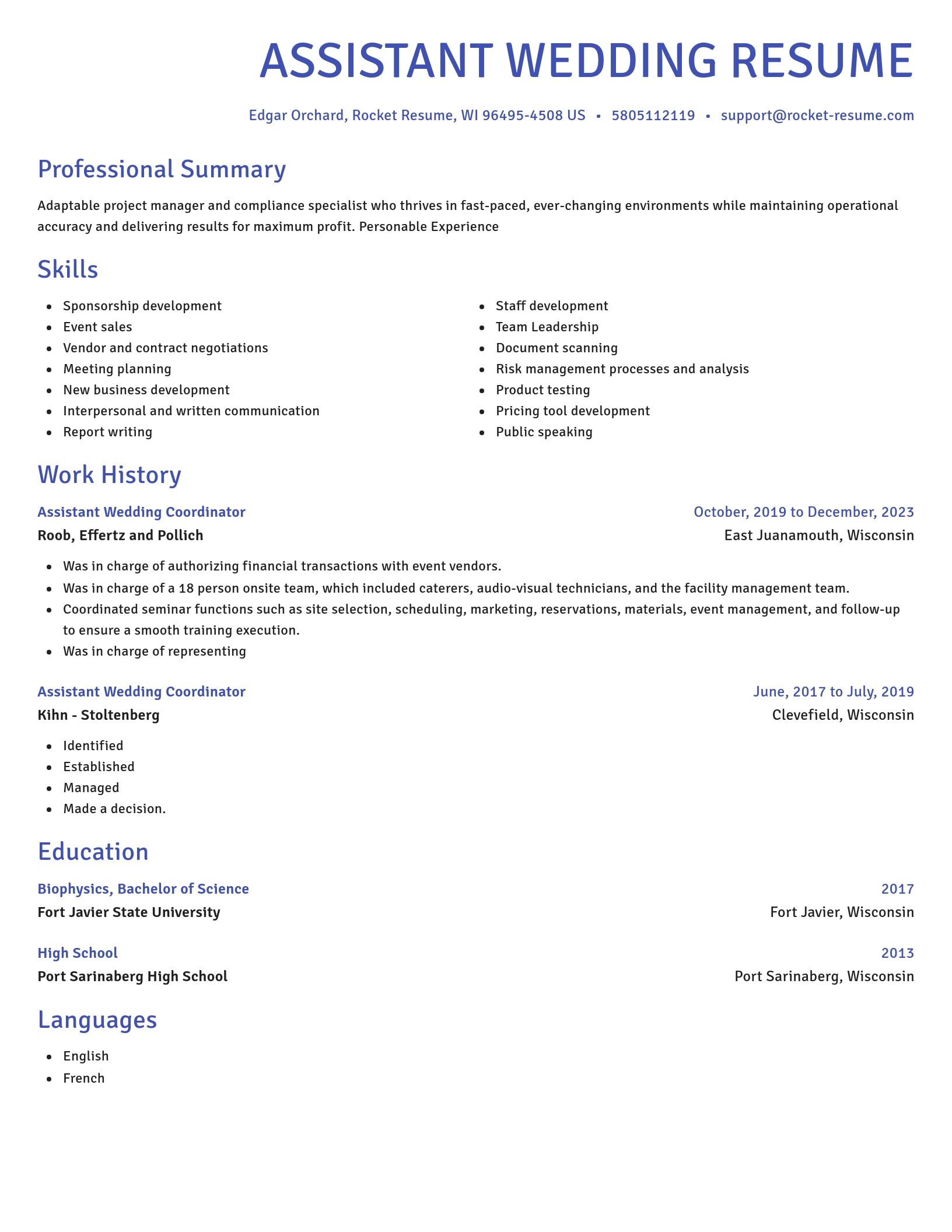 Novel resume template