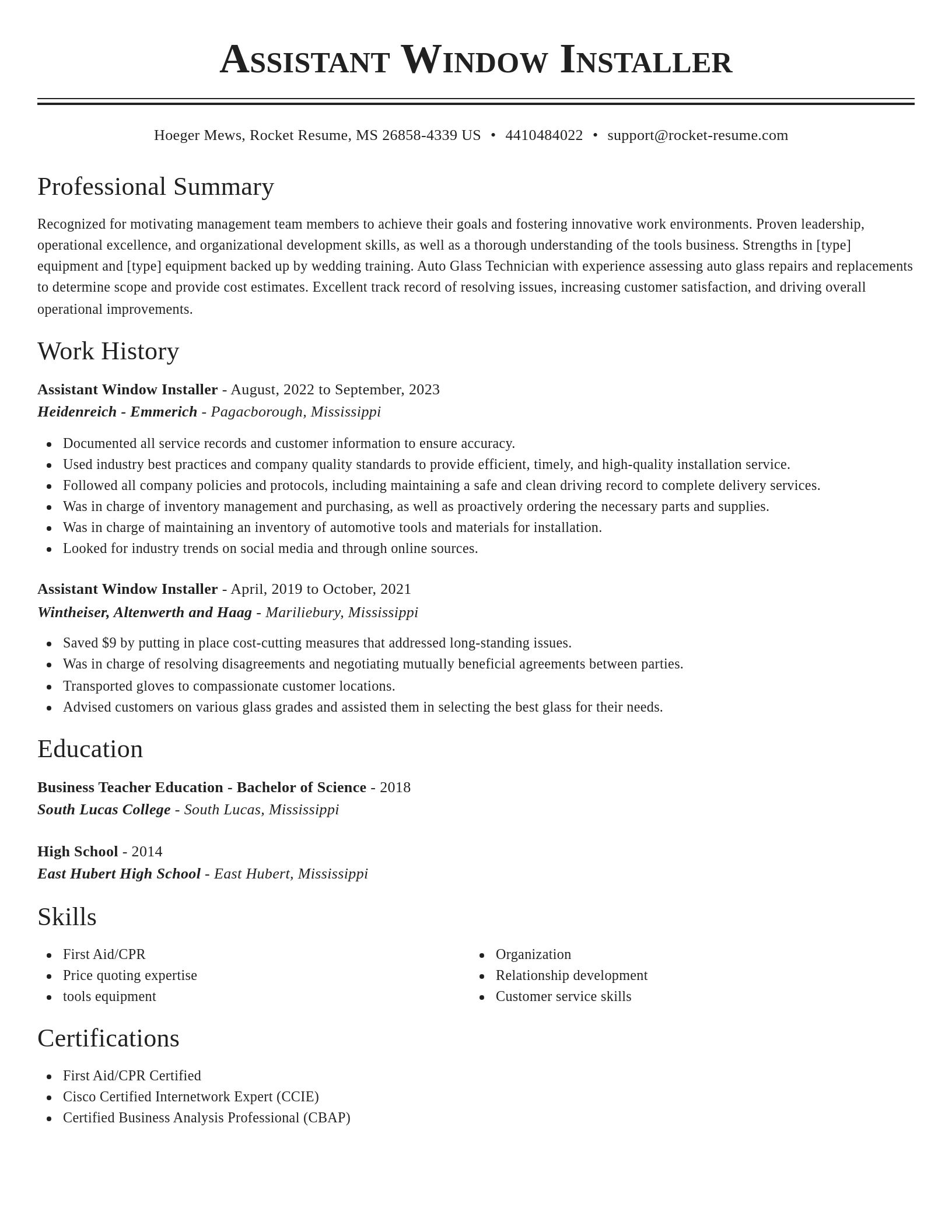 Classic resume template