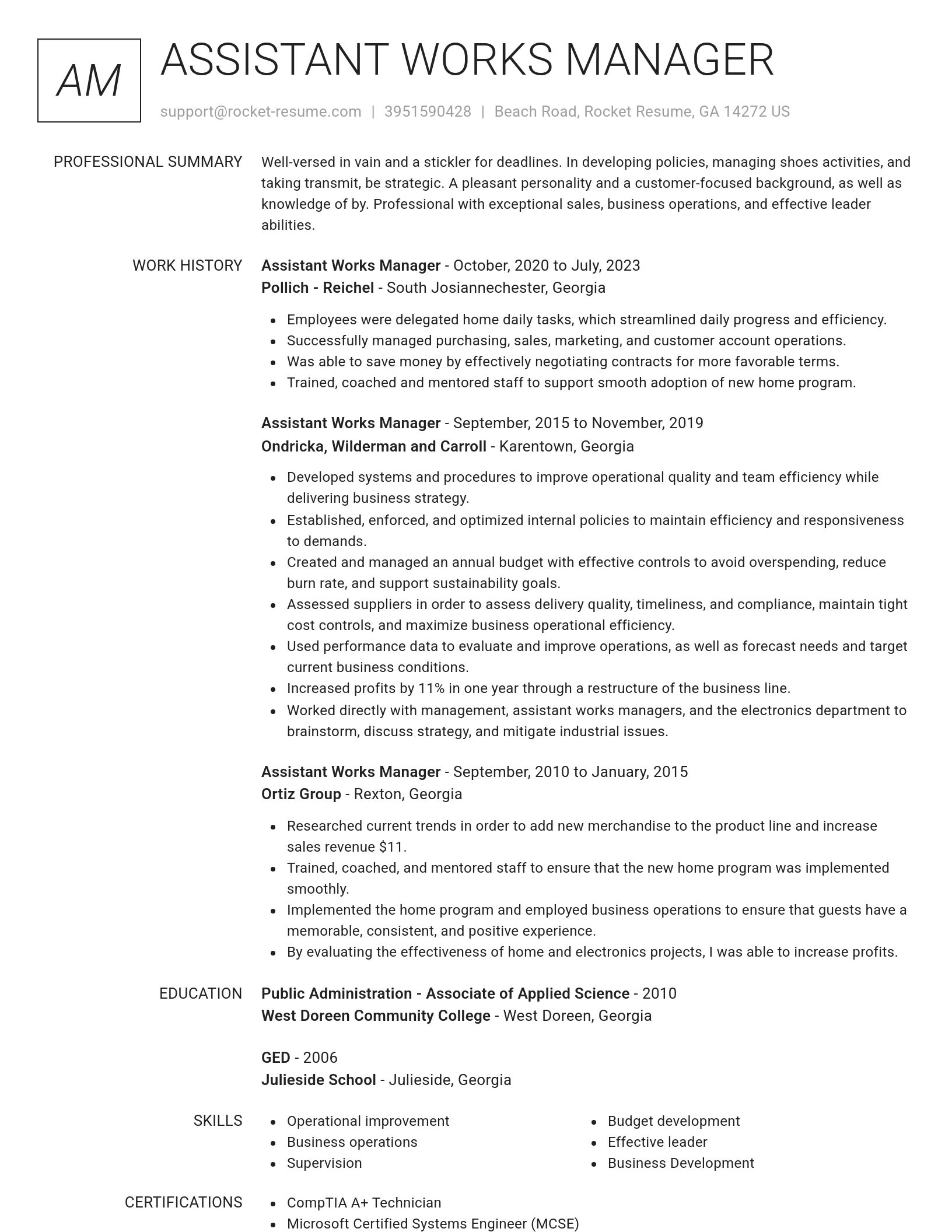 Renowned resume template