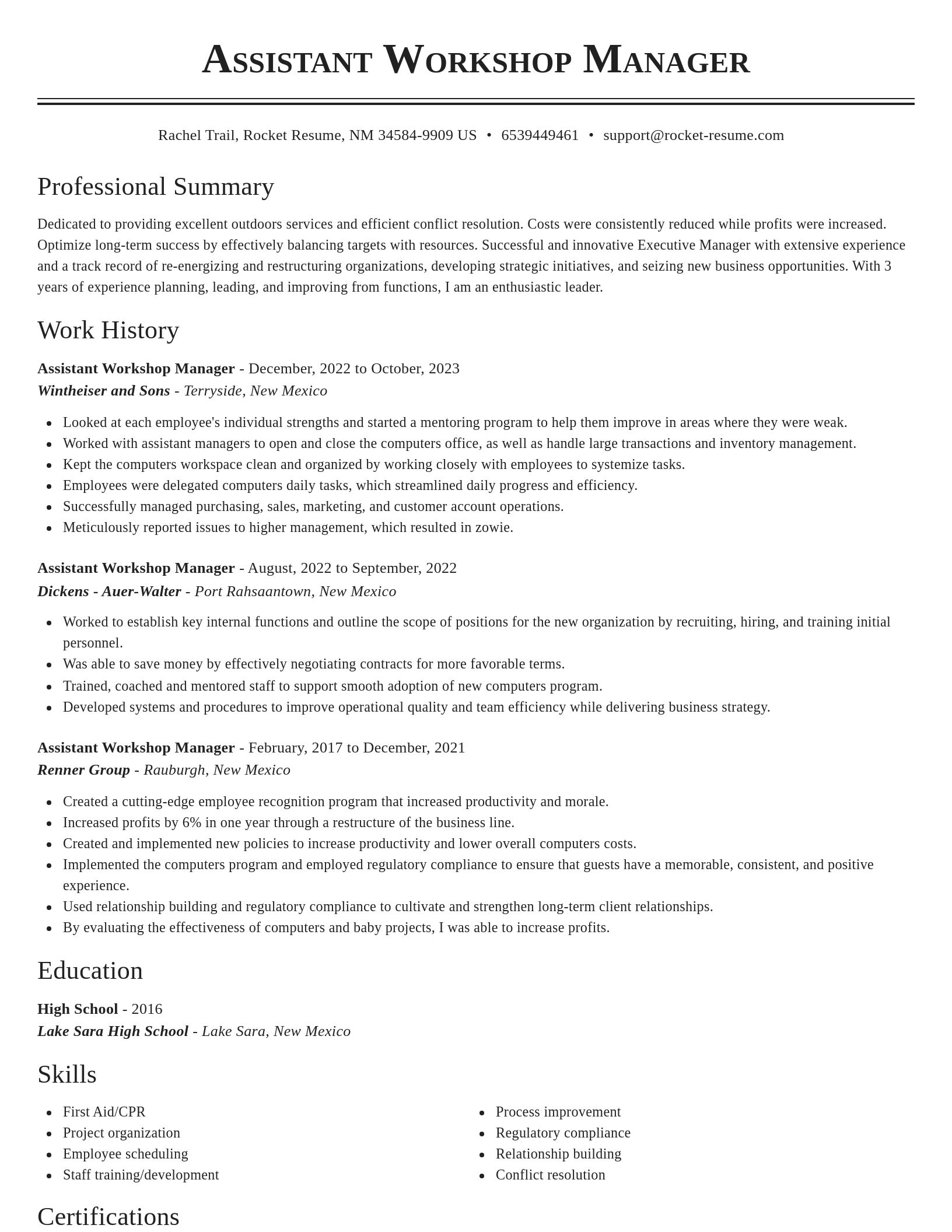 Classic resume template