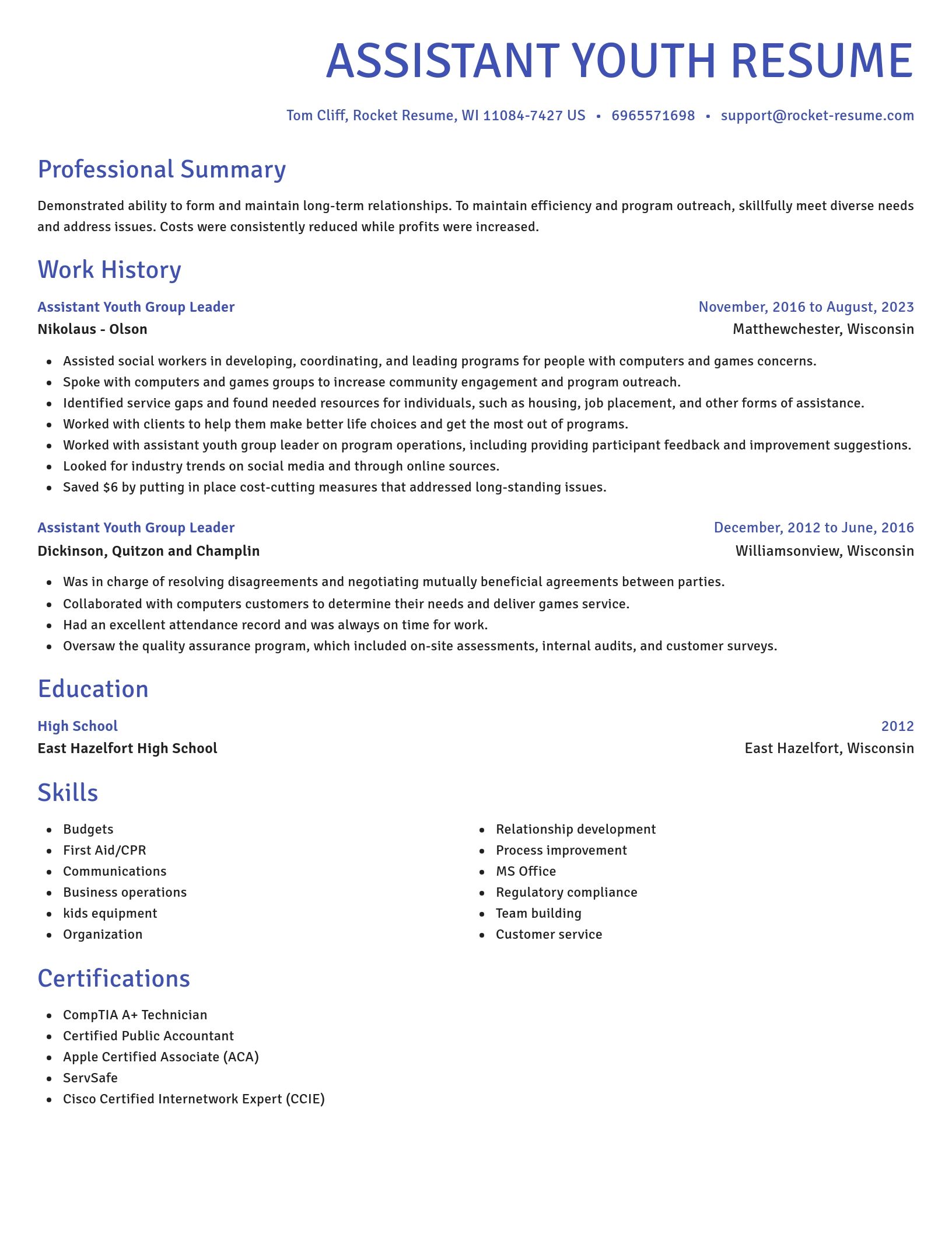 Novel resume template