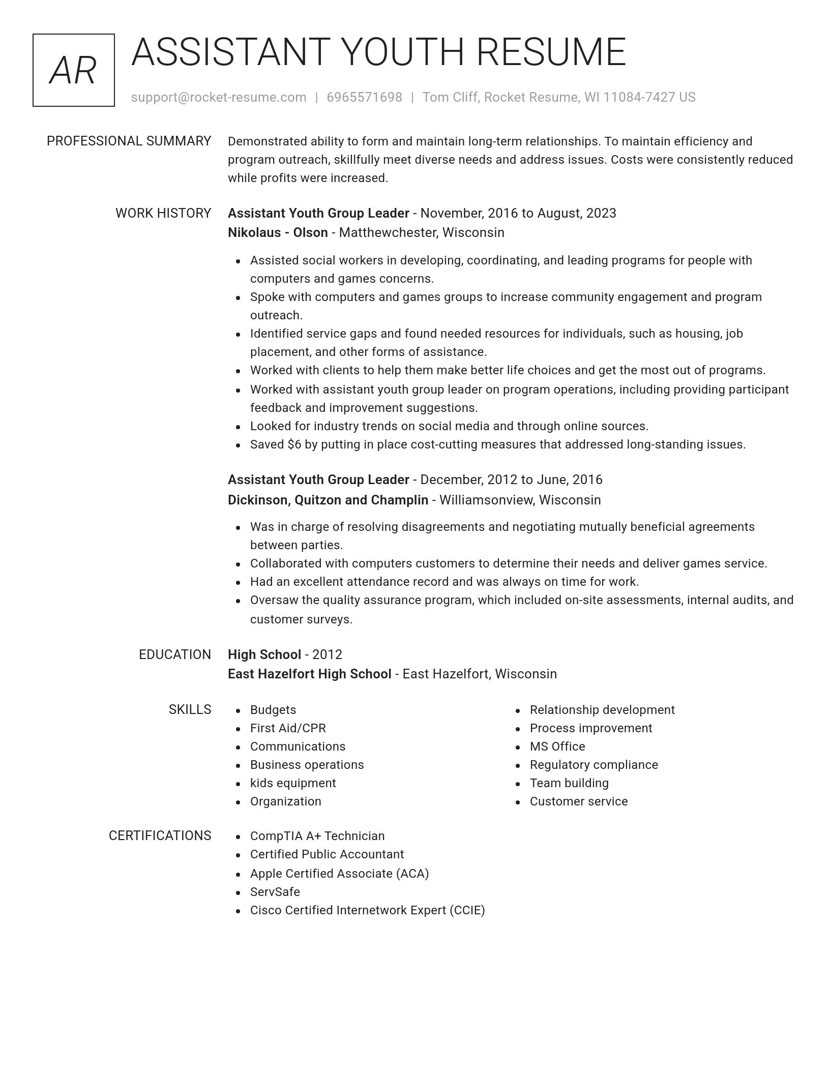 Renowned resume template