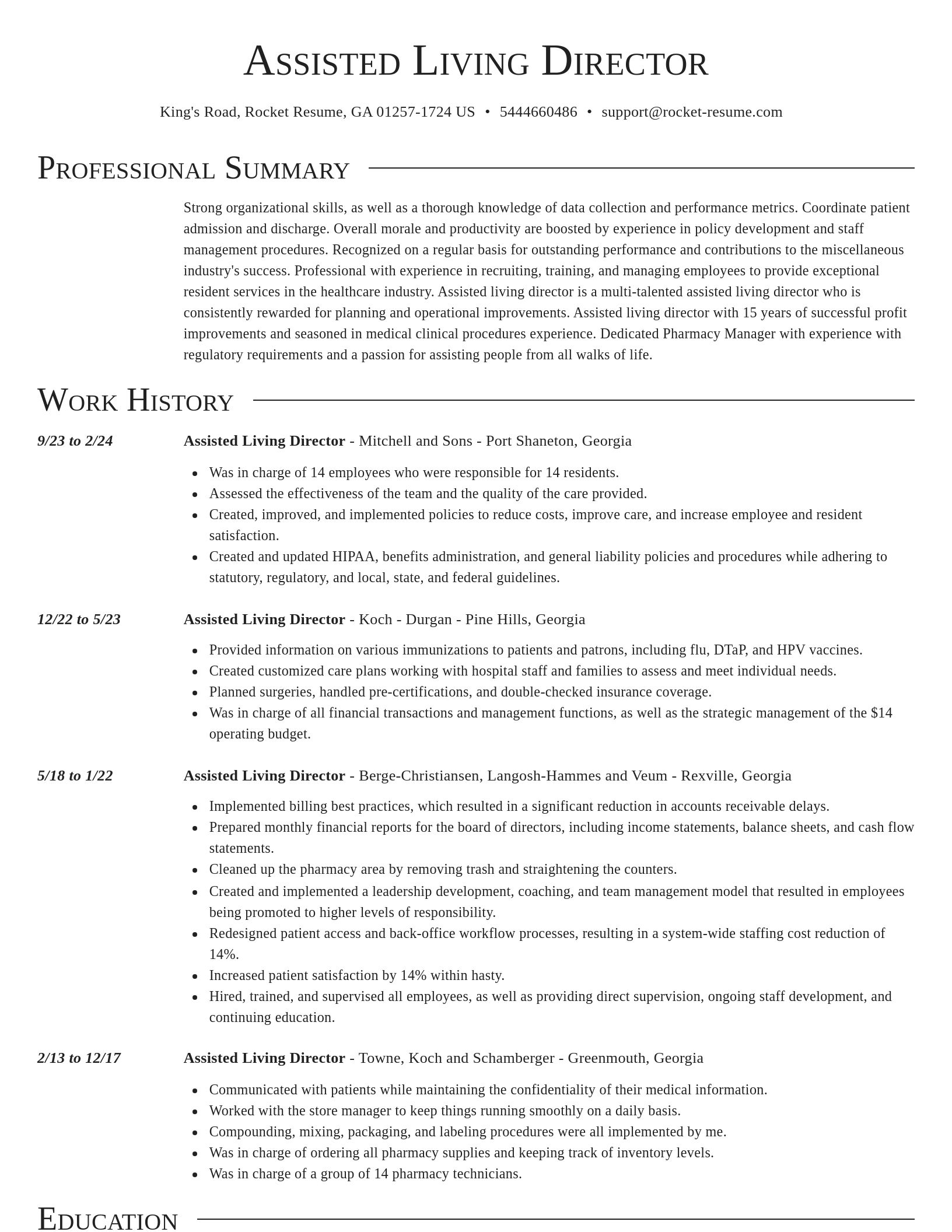 Director resume template