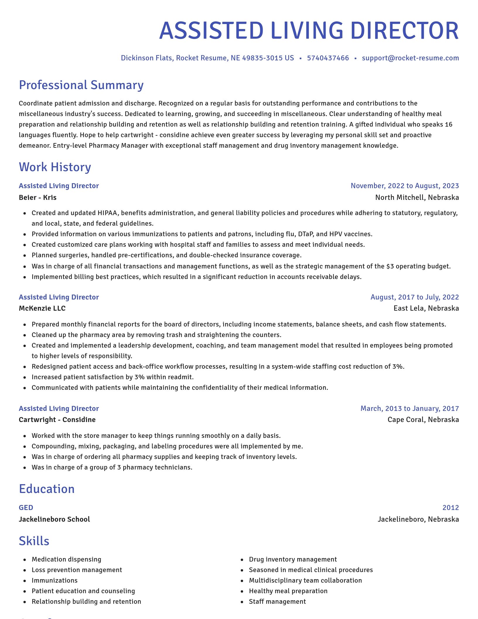 Novel resume template