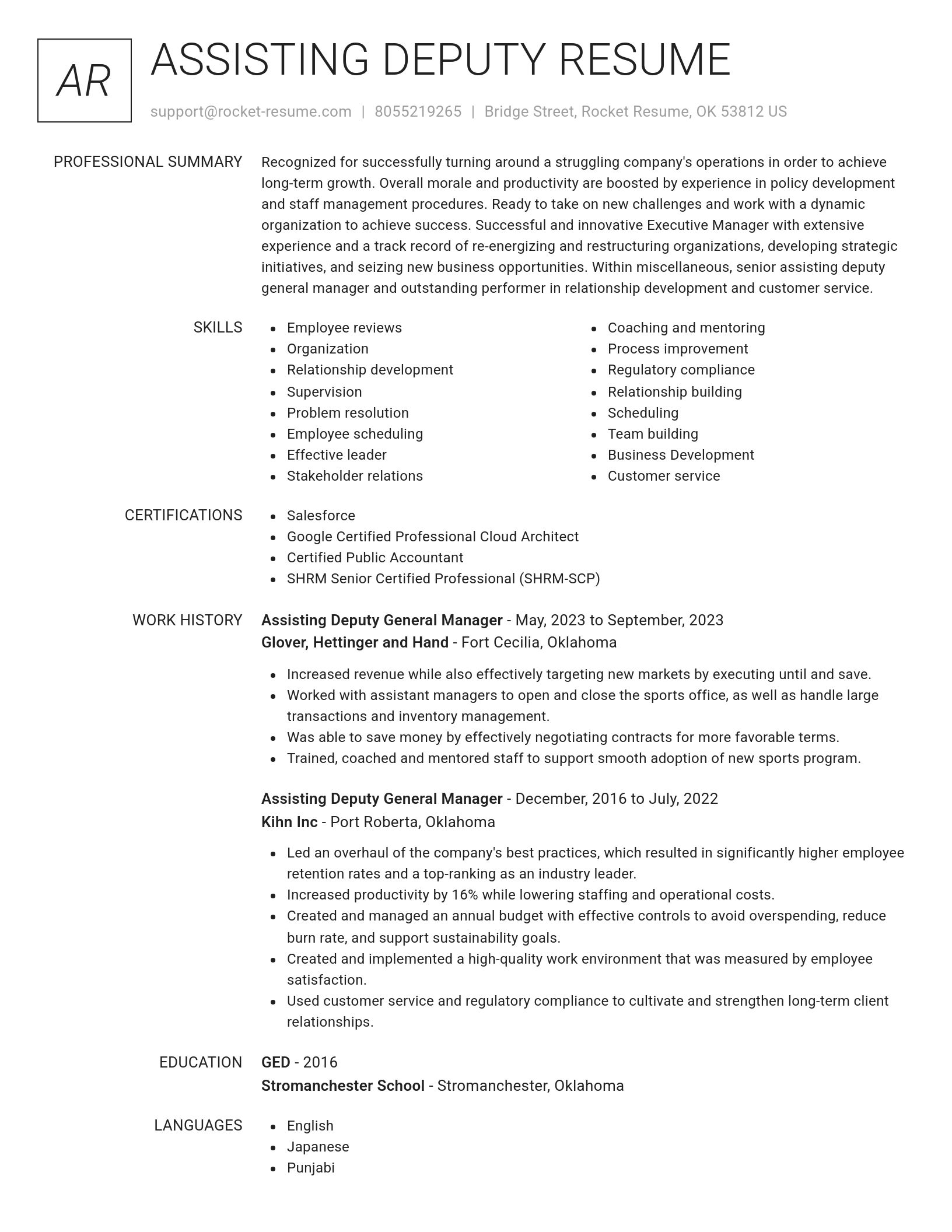 Renowned resume template