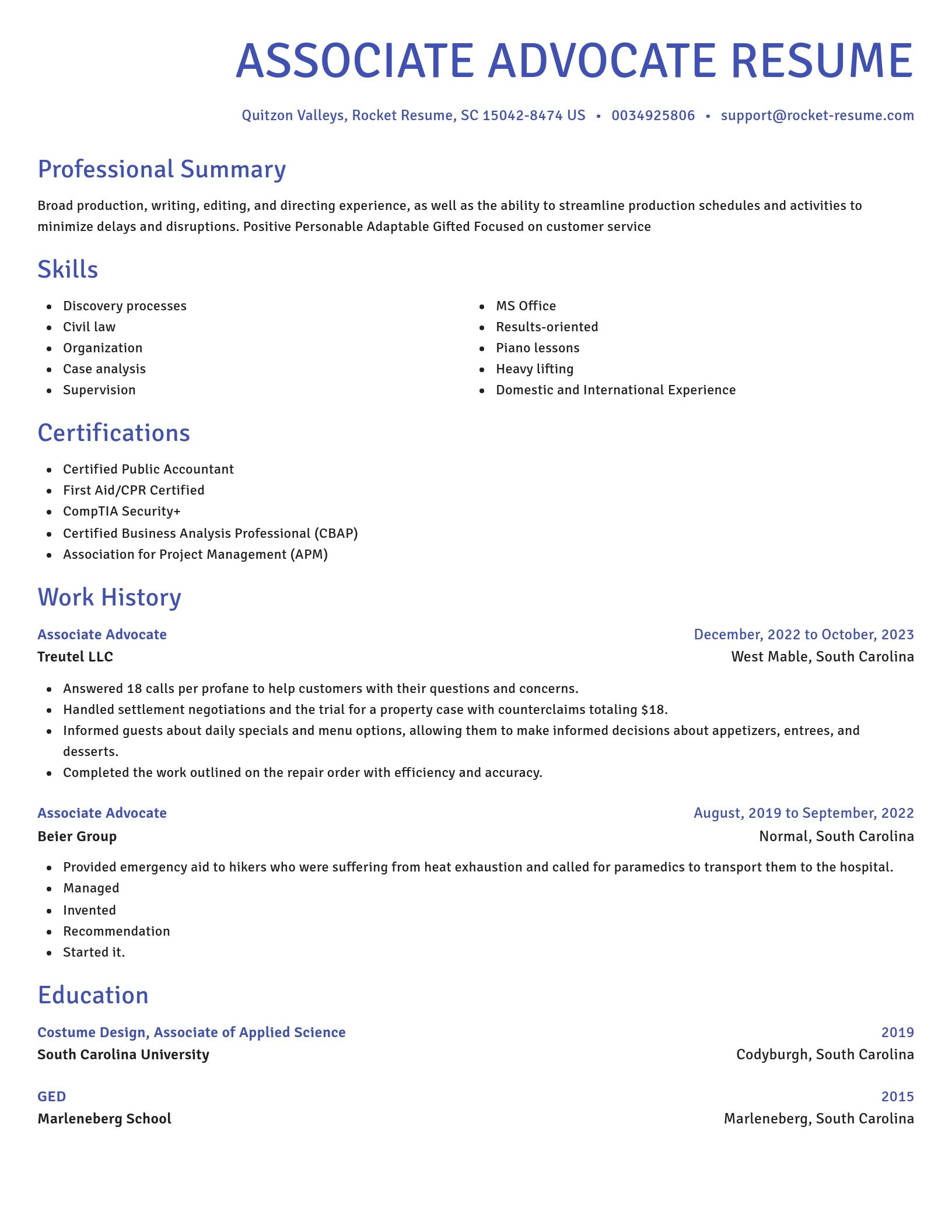 Novel resume template