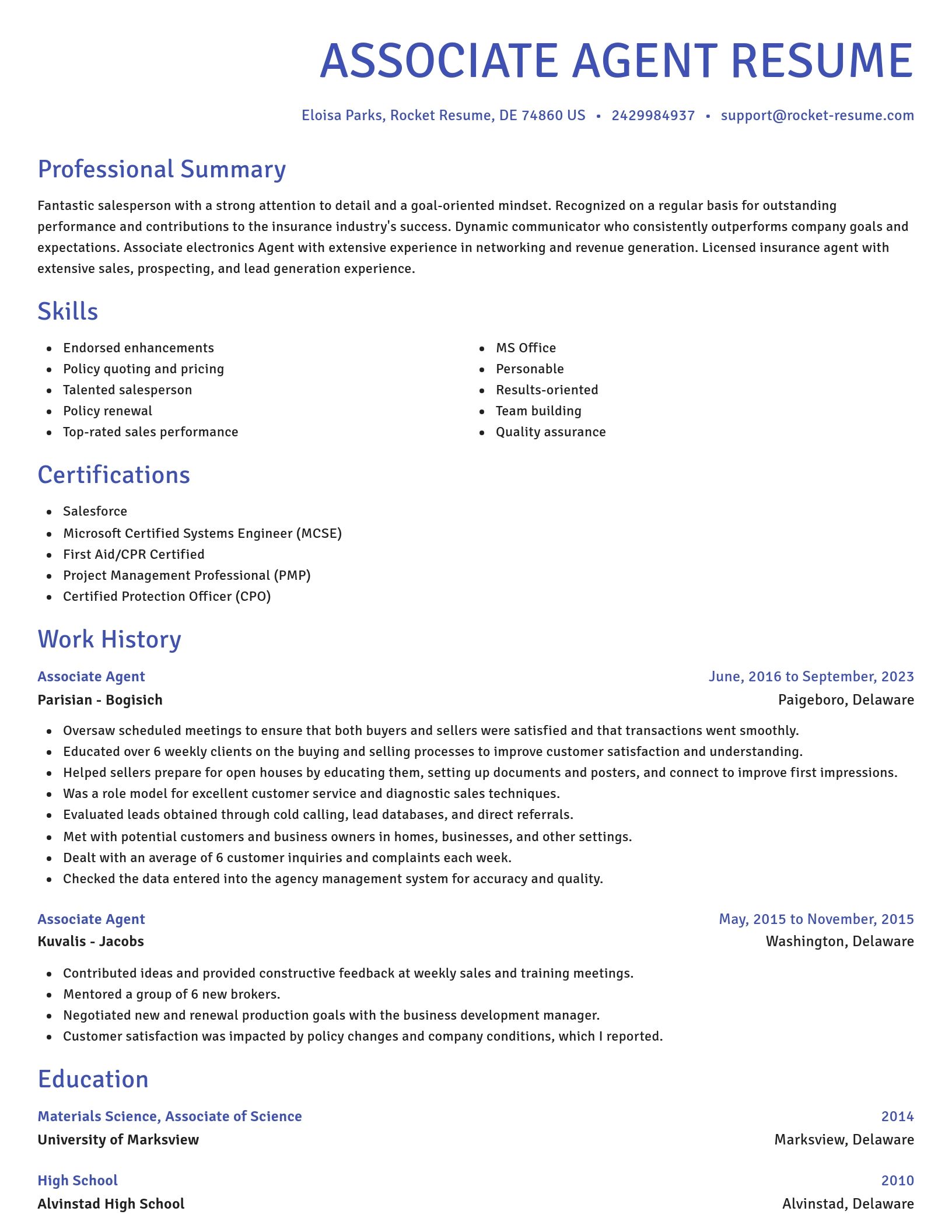 Novel resume template