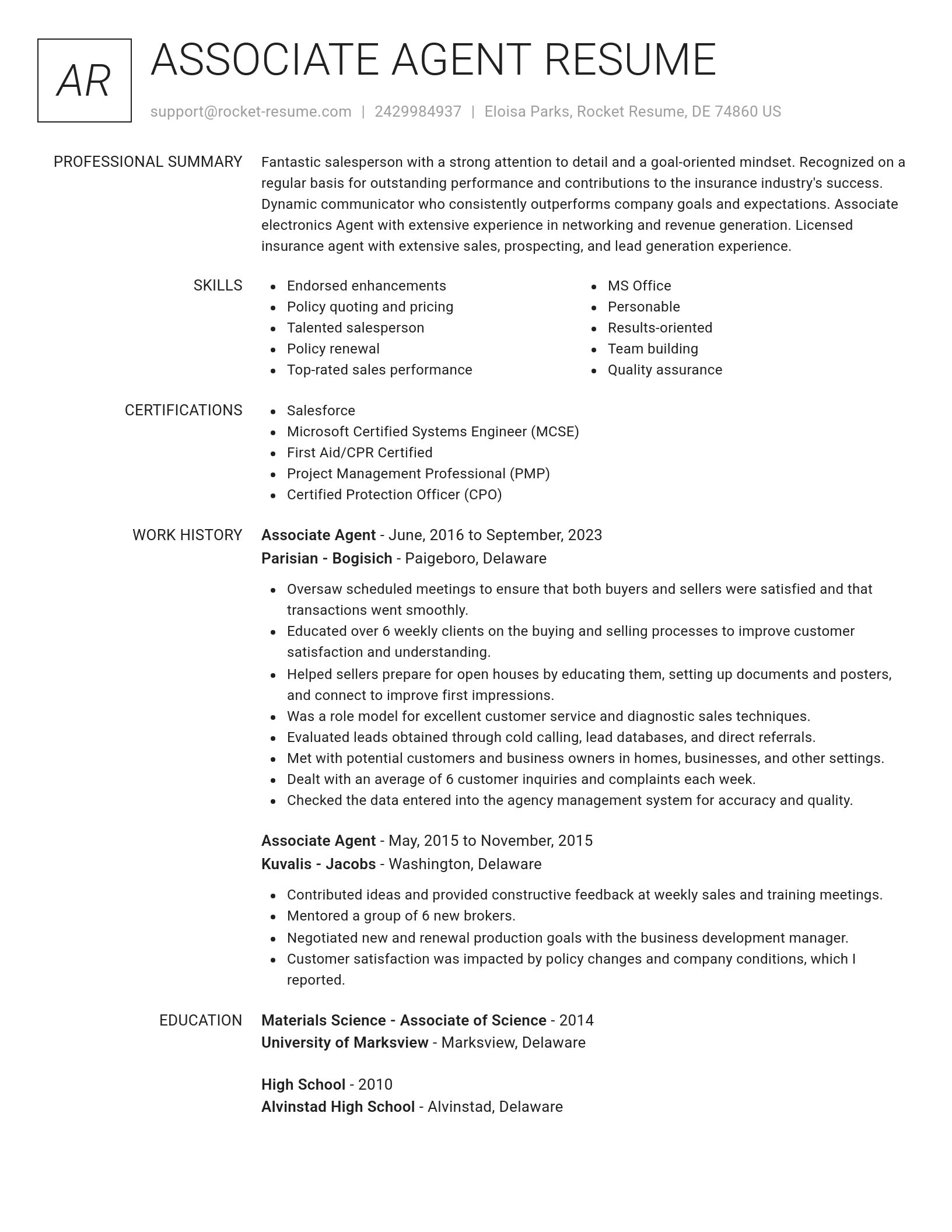 Renowned resume template