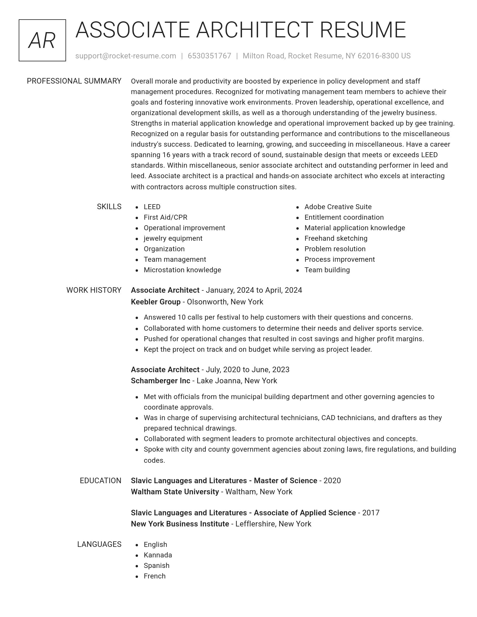 Renowned resume template