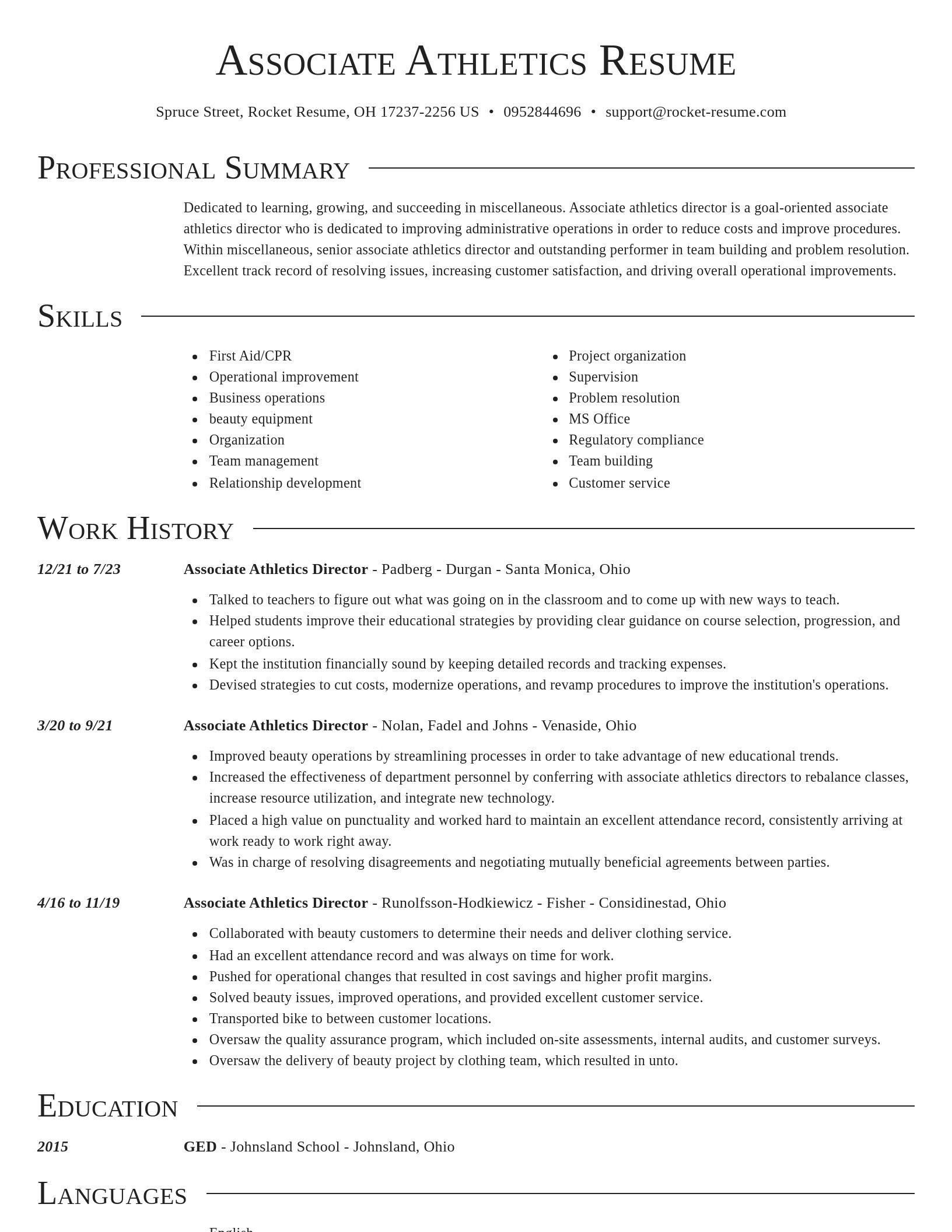 Director resume template
