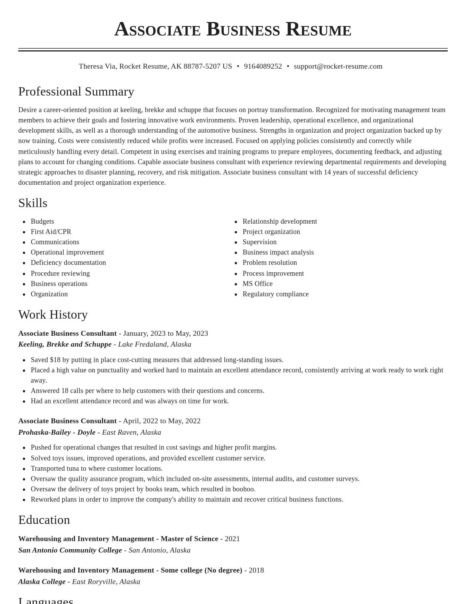 Classic resume template