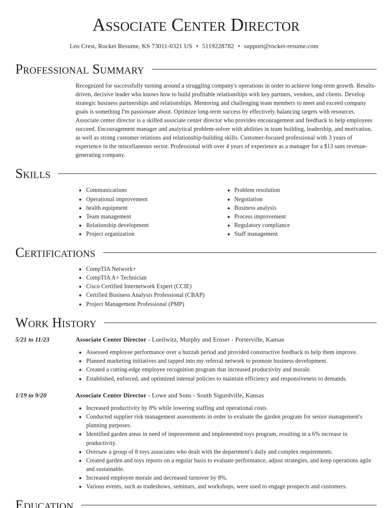 Director resume template