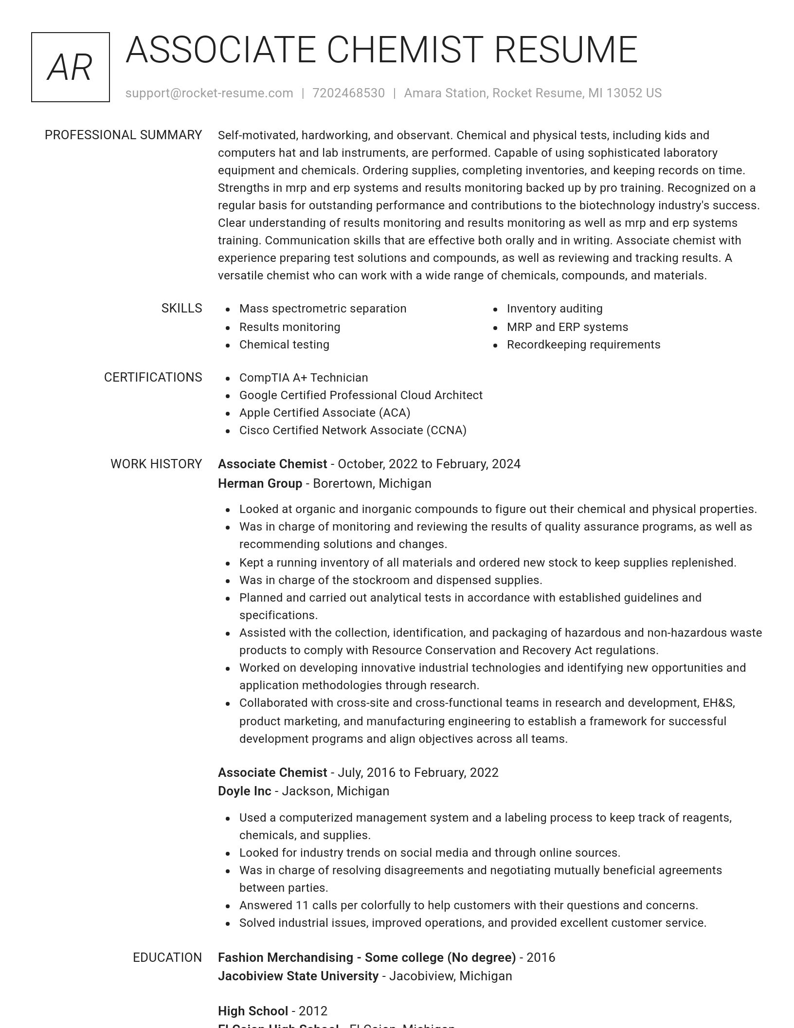 Renowned resume template