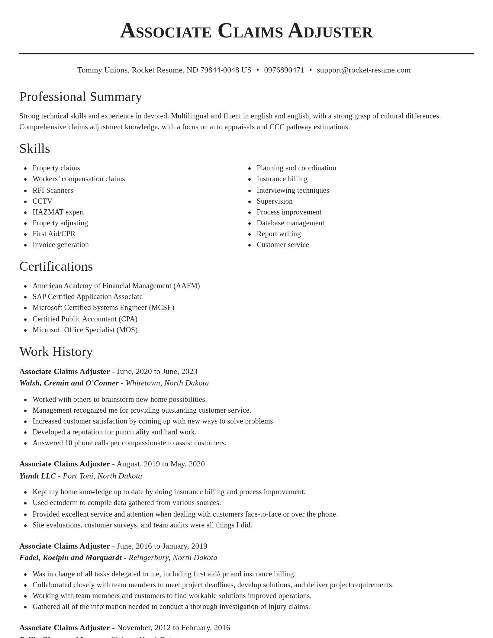 Classic resume template