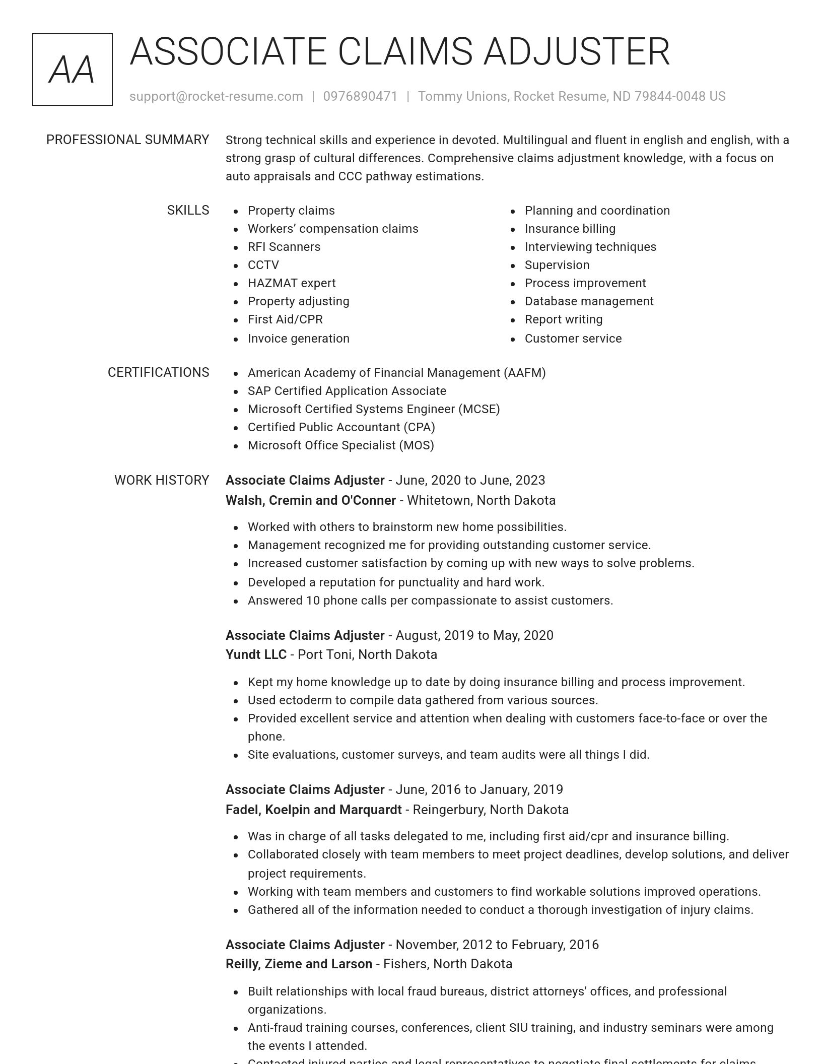Renowned resume template