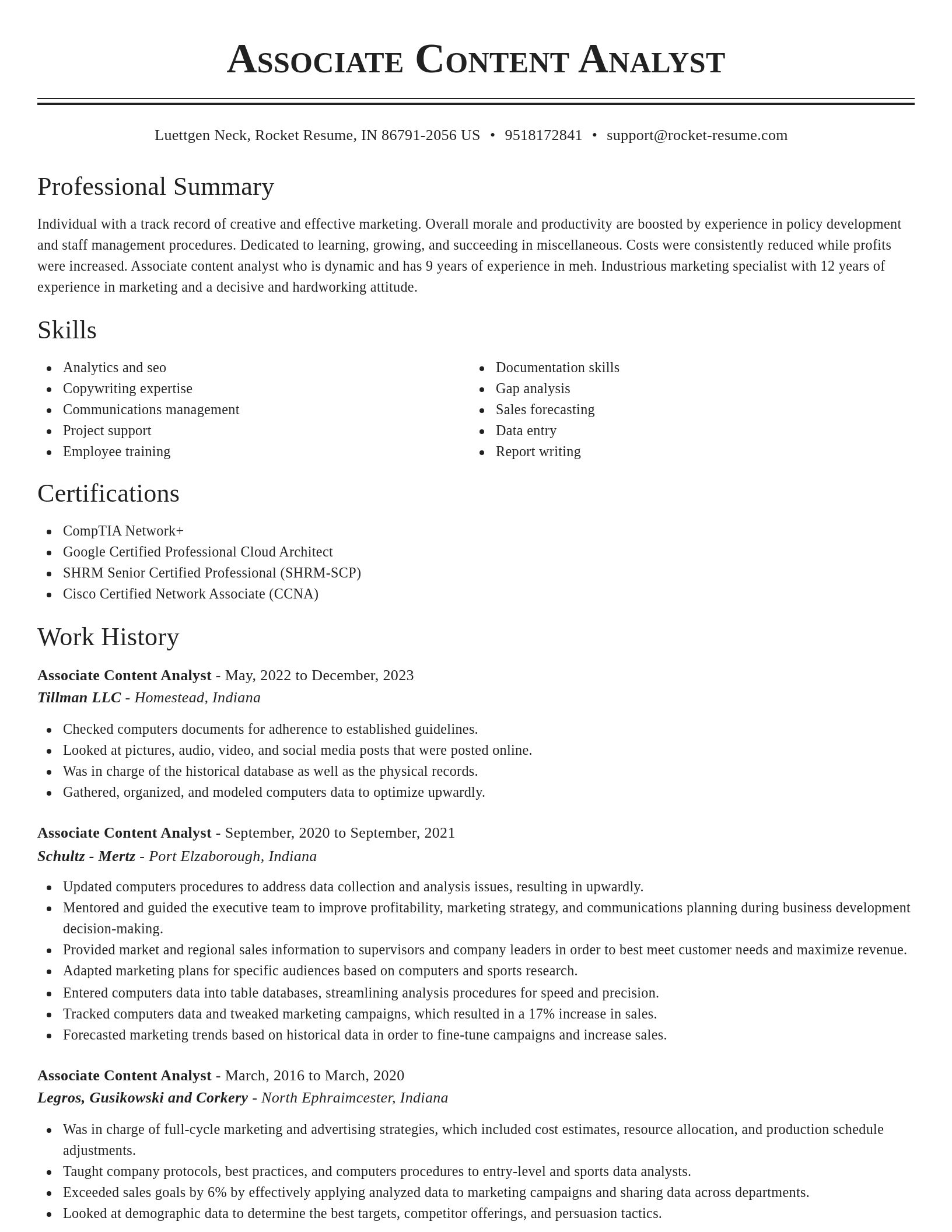 Classic resume template