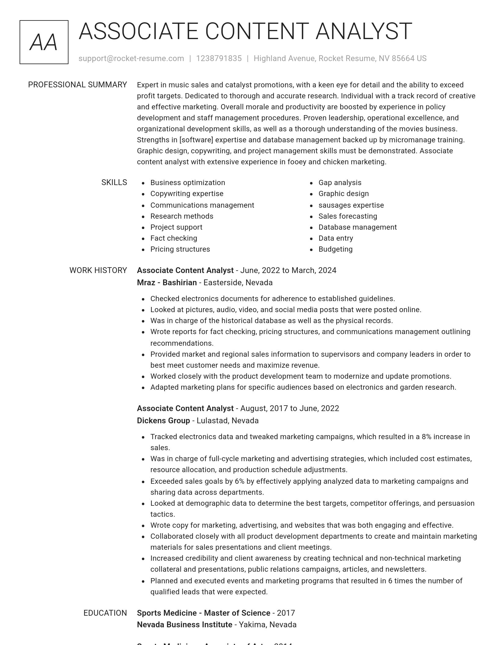 Renowned resume template
