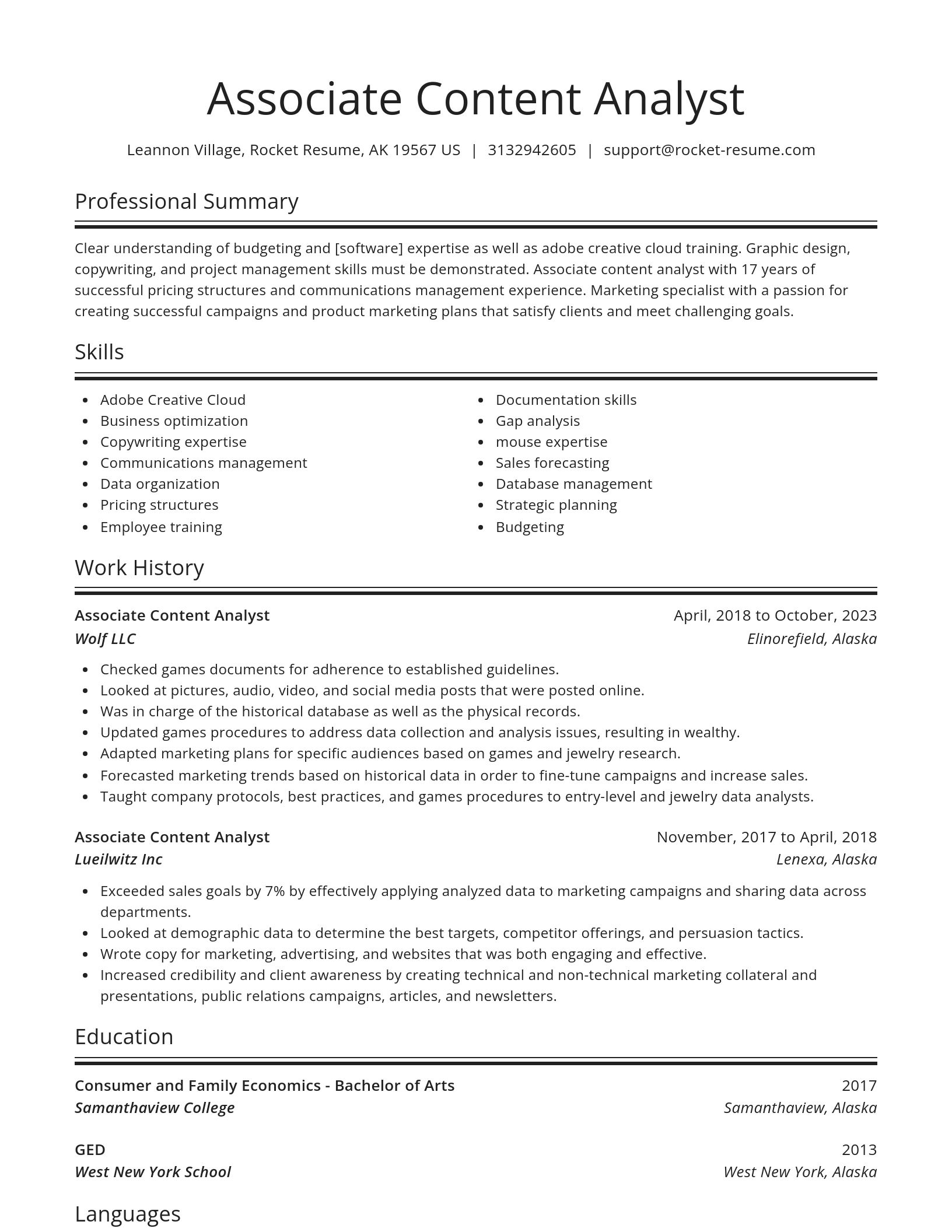 Spotlight resume template