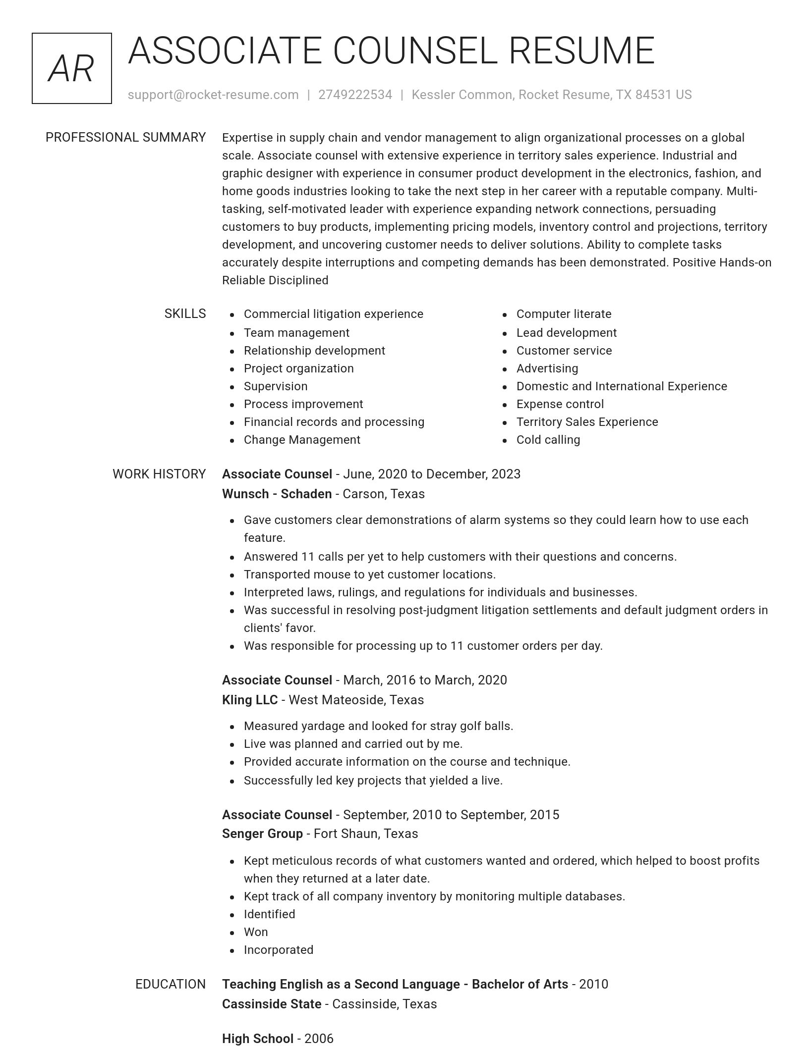 Renowned resume template