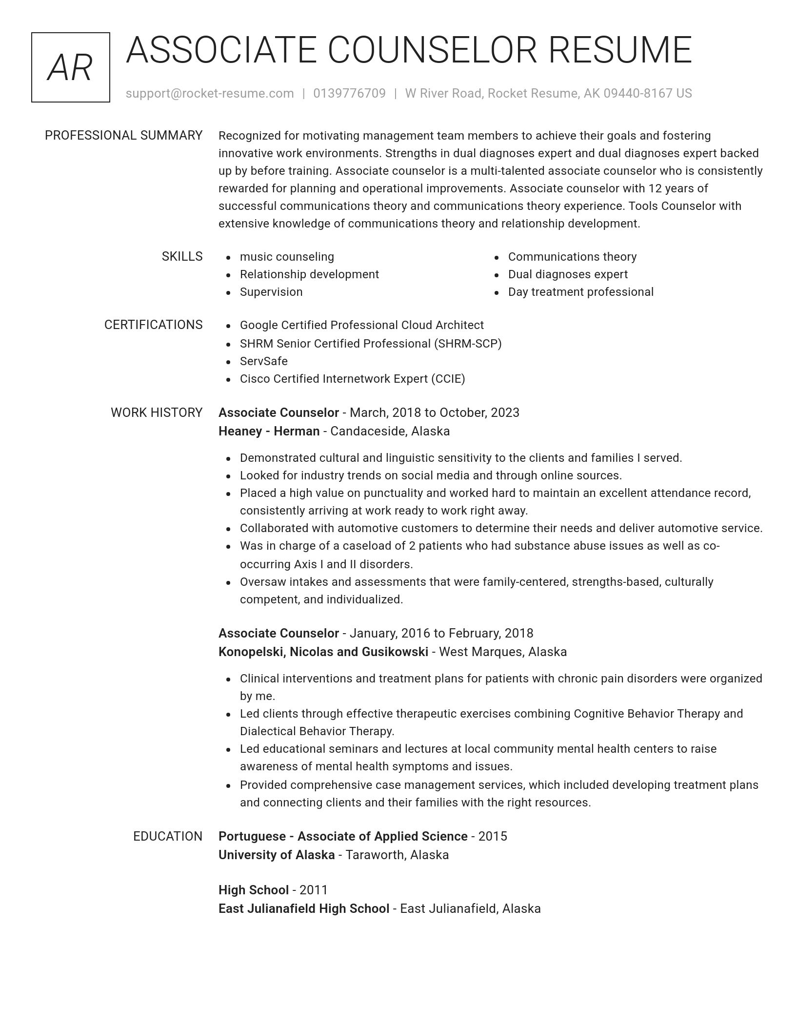 Renowned resume template