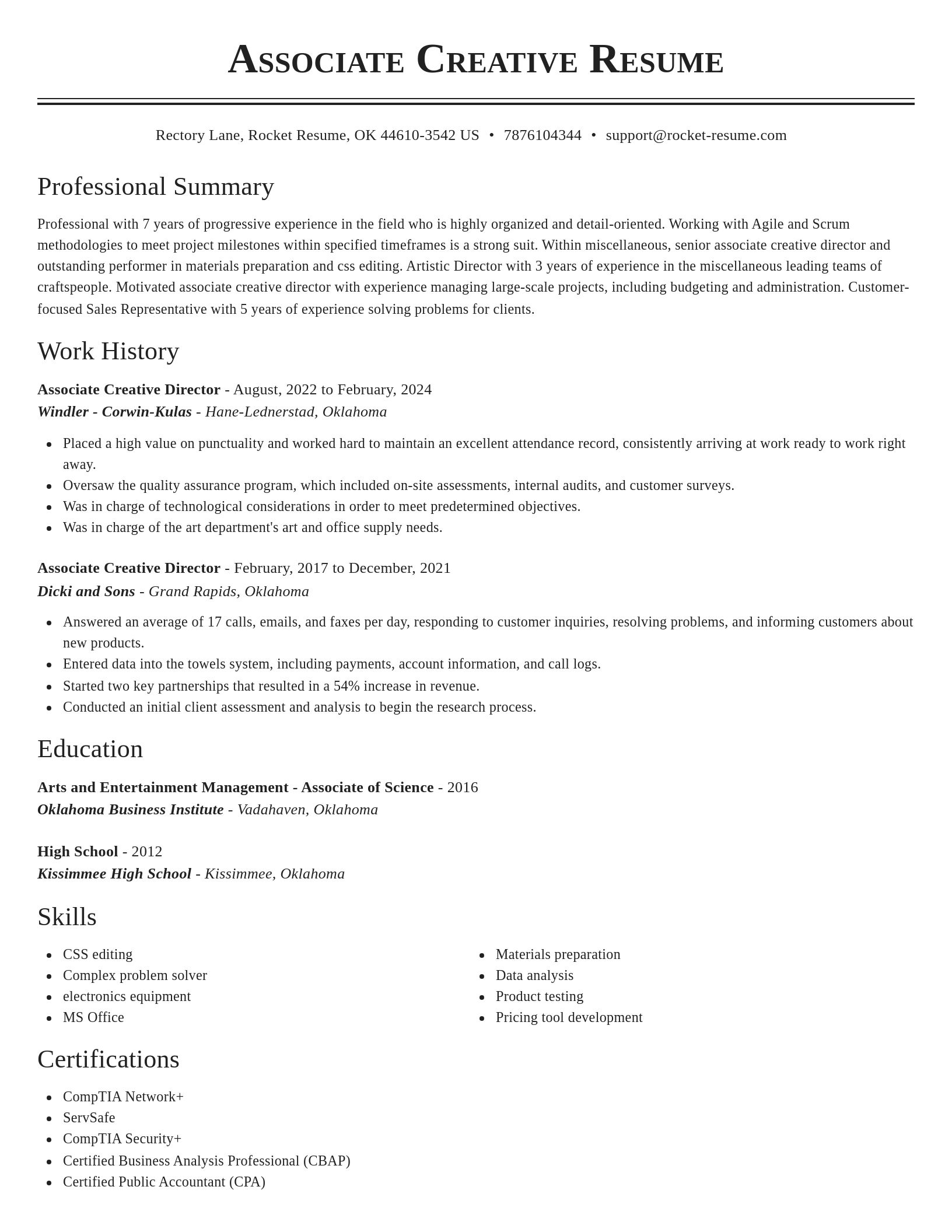 Classic resume template
