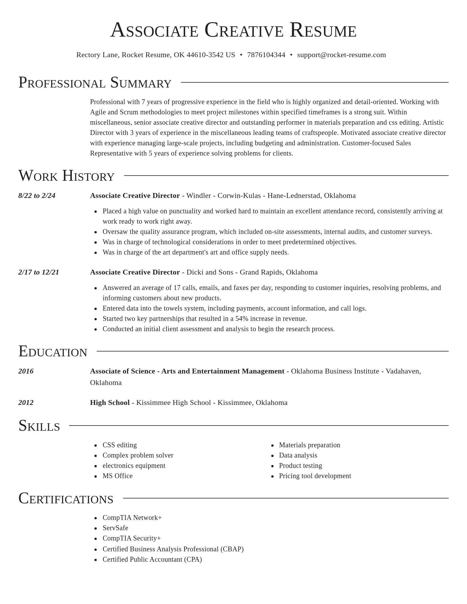 Director resume template
