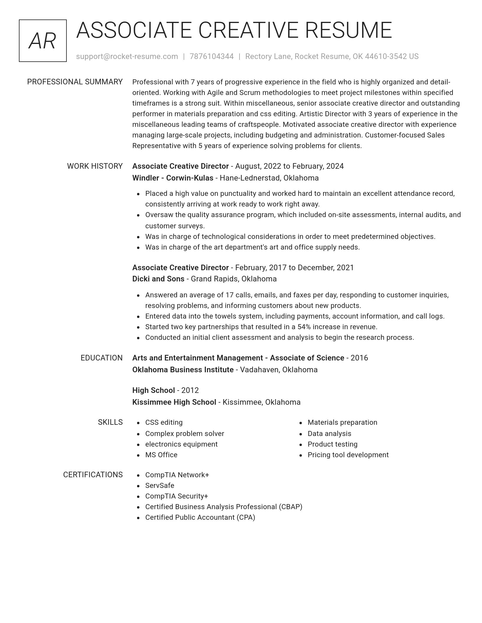 Renowned resume template