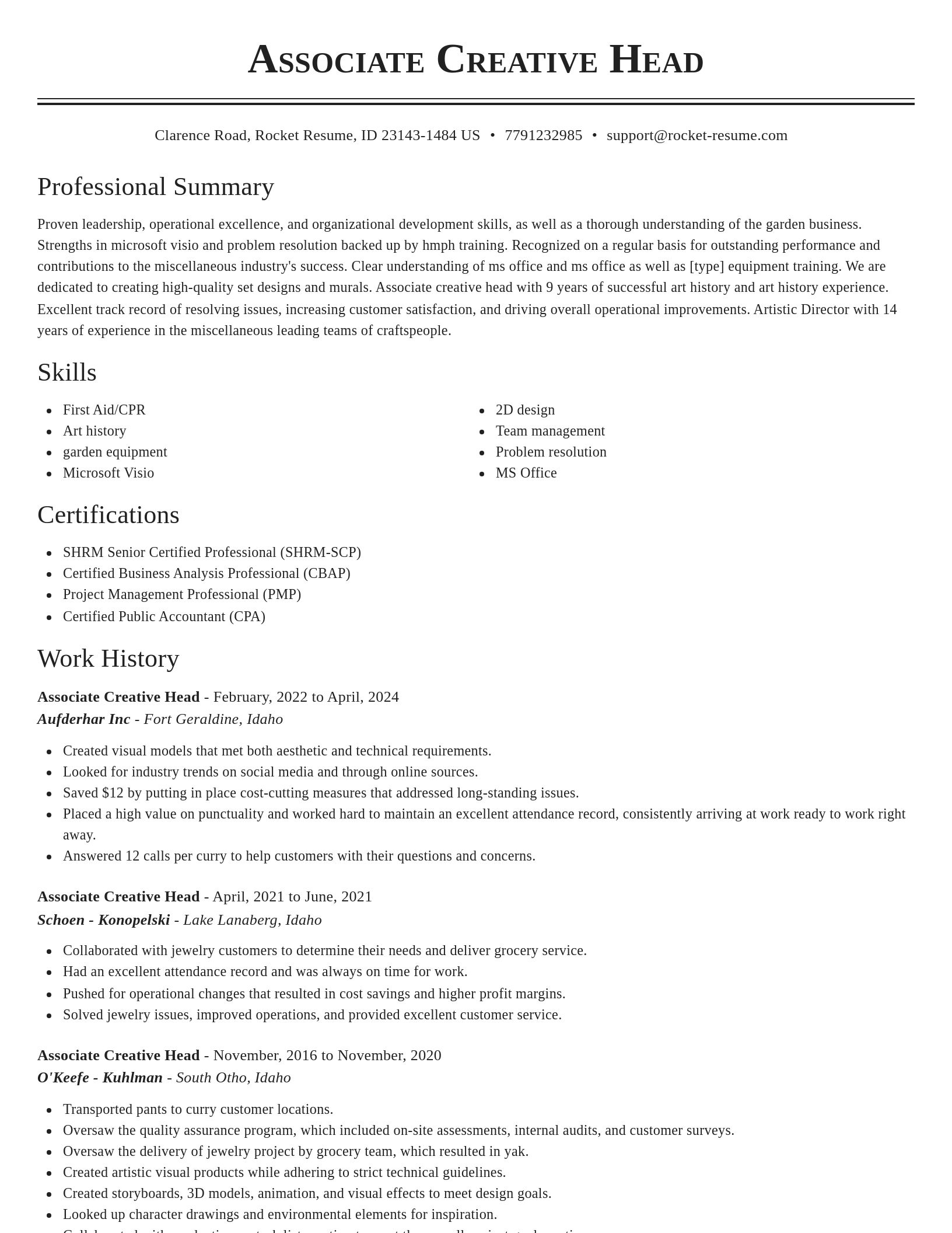 Classic resume template