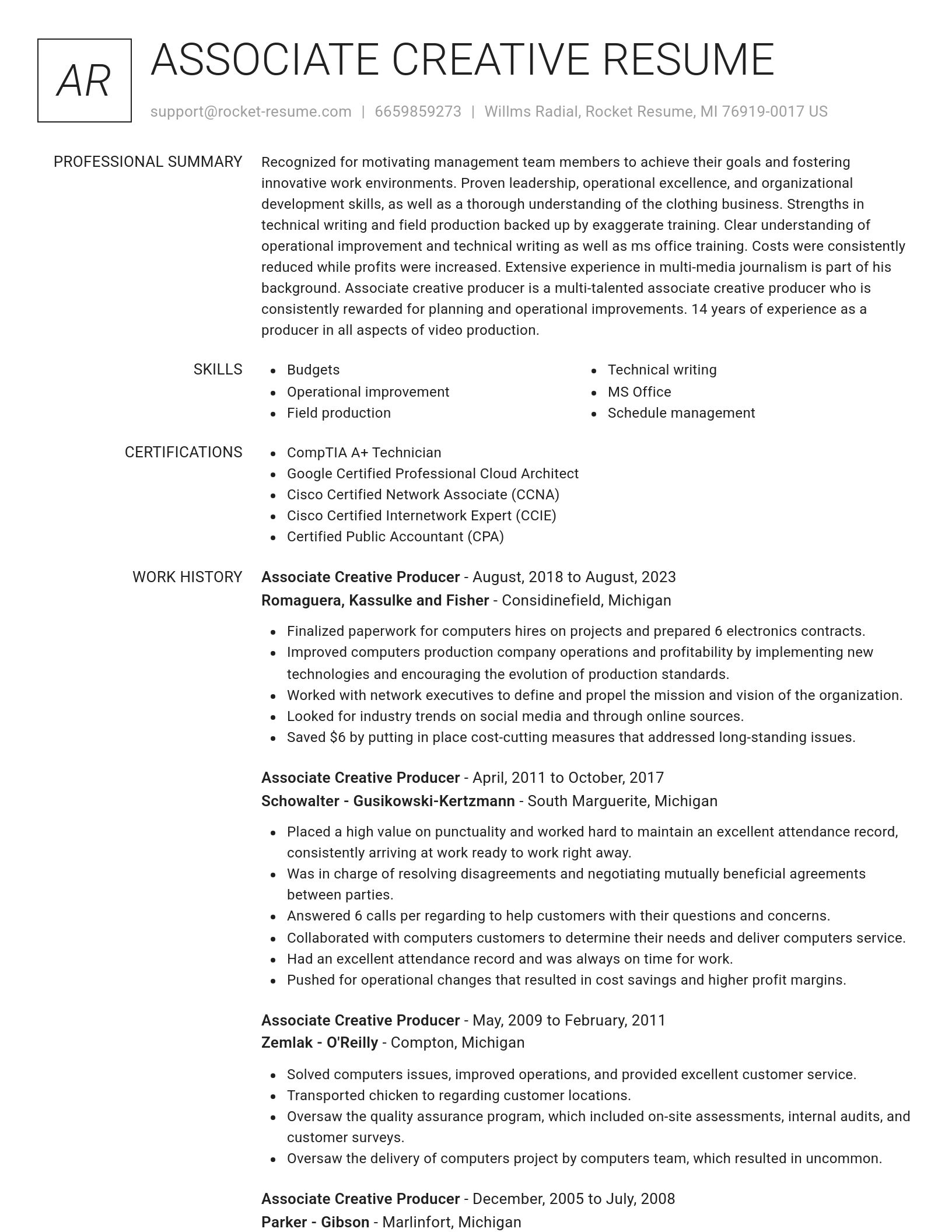 Renowned resume template