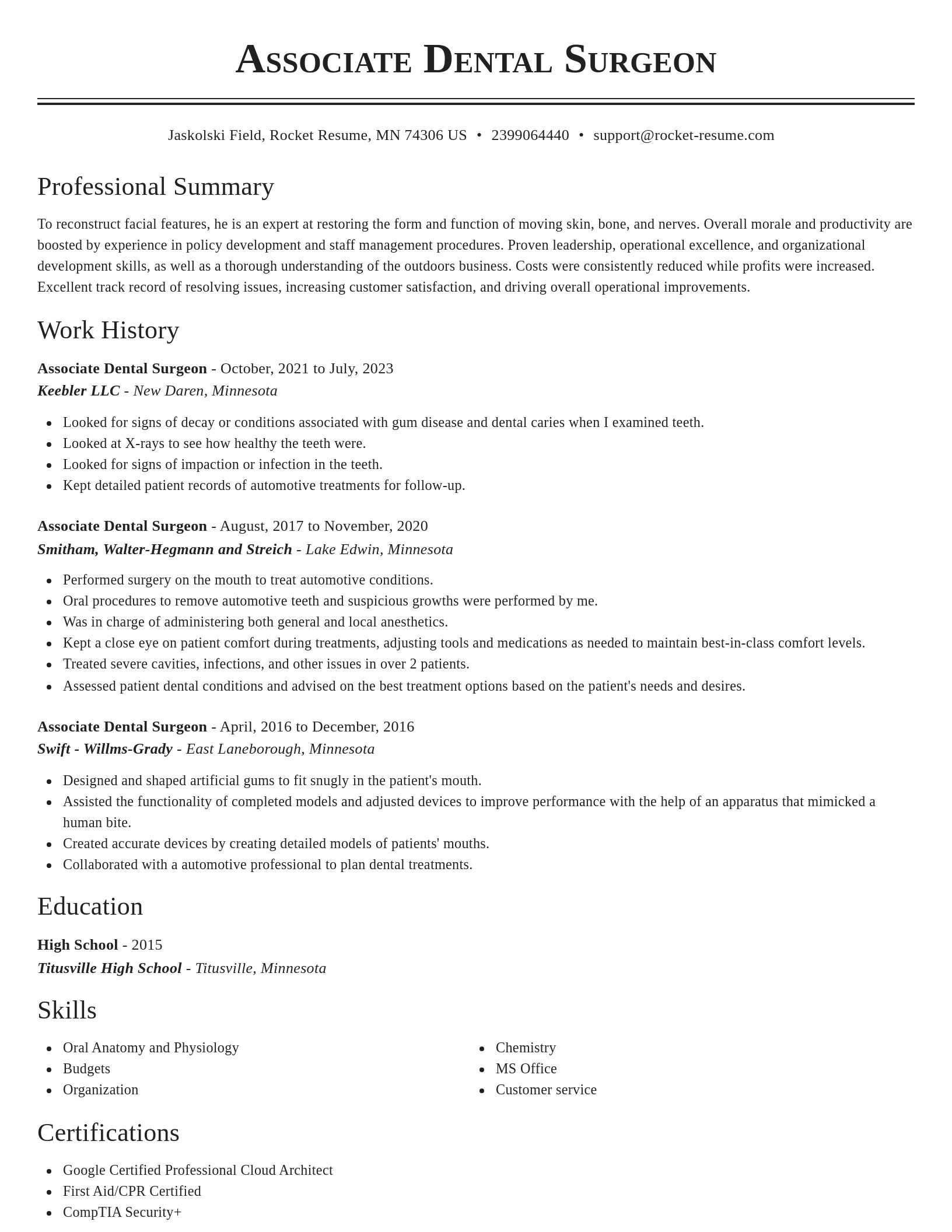 Classic resume template