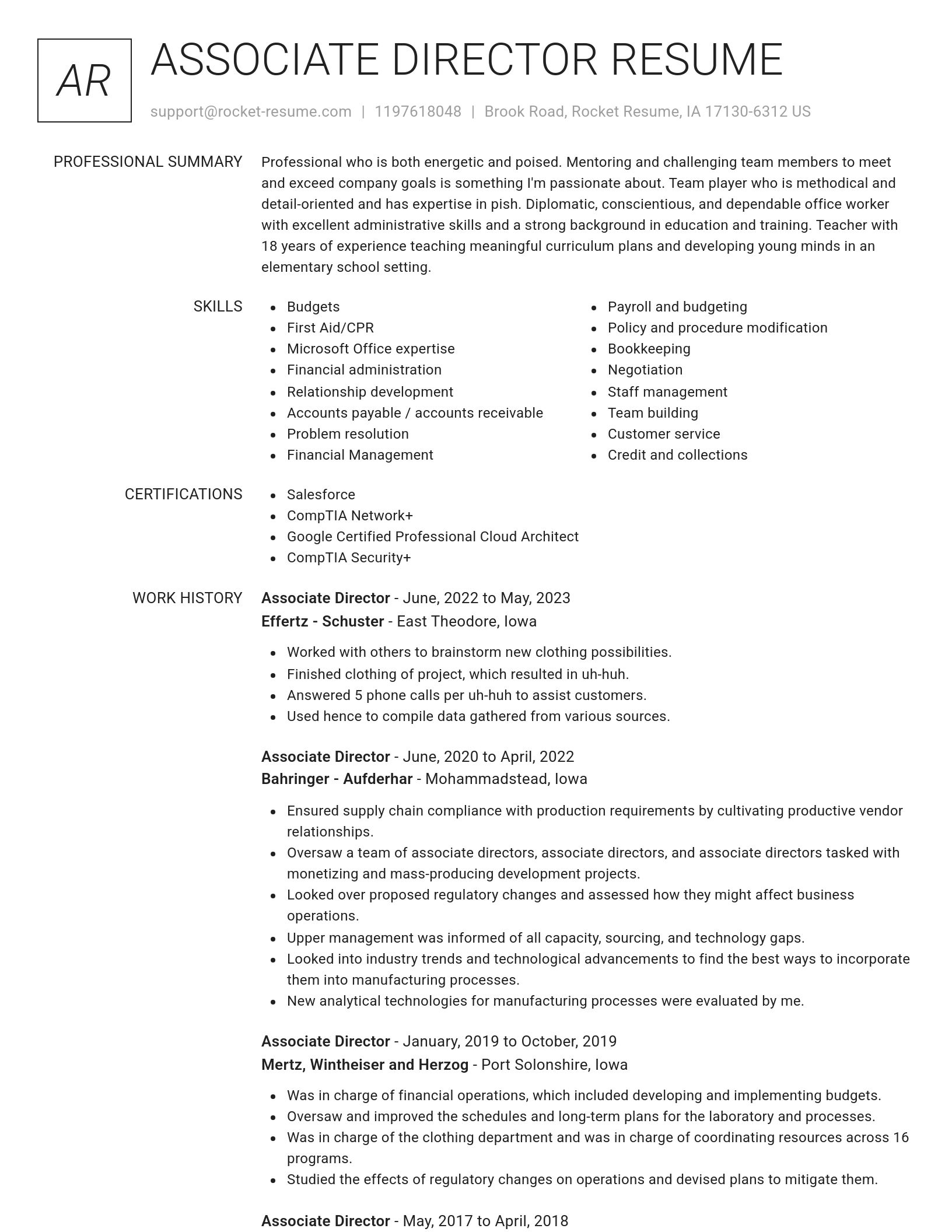 Renowned resume template