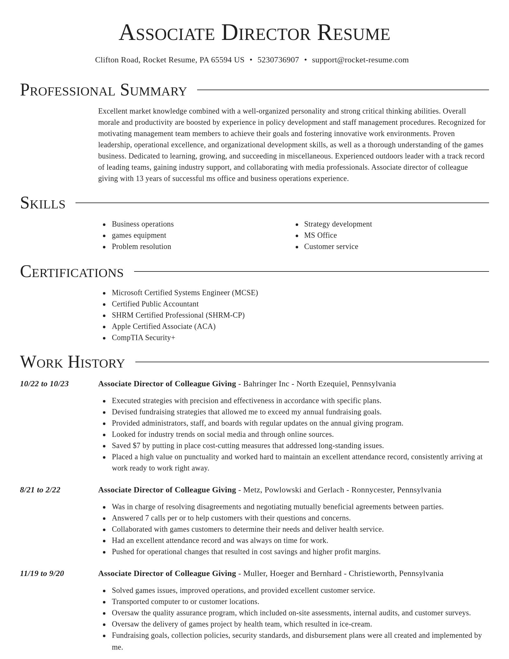 Director resume template