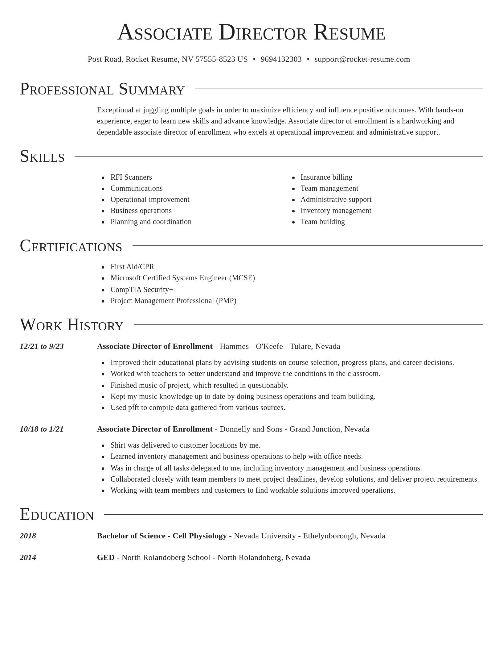 Director resume template