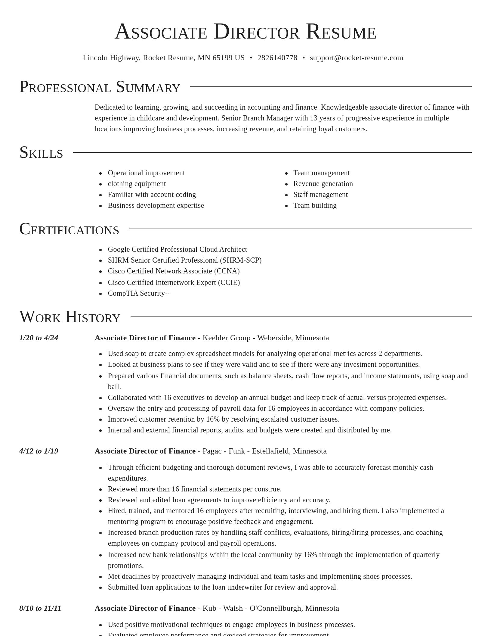 Director resume template