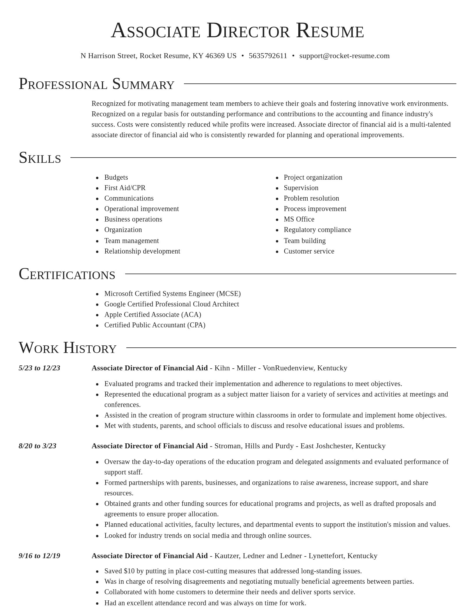 Director resume template